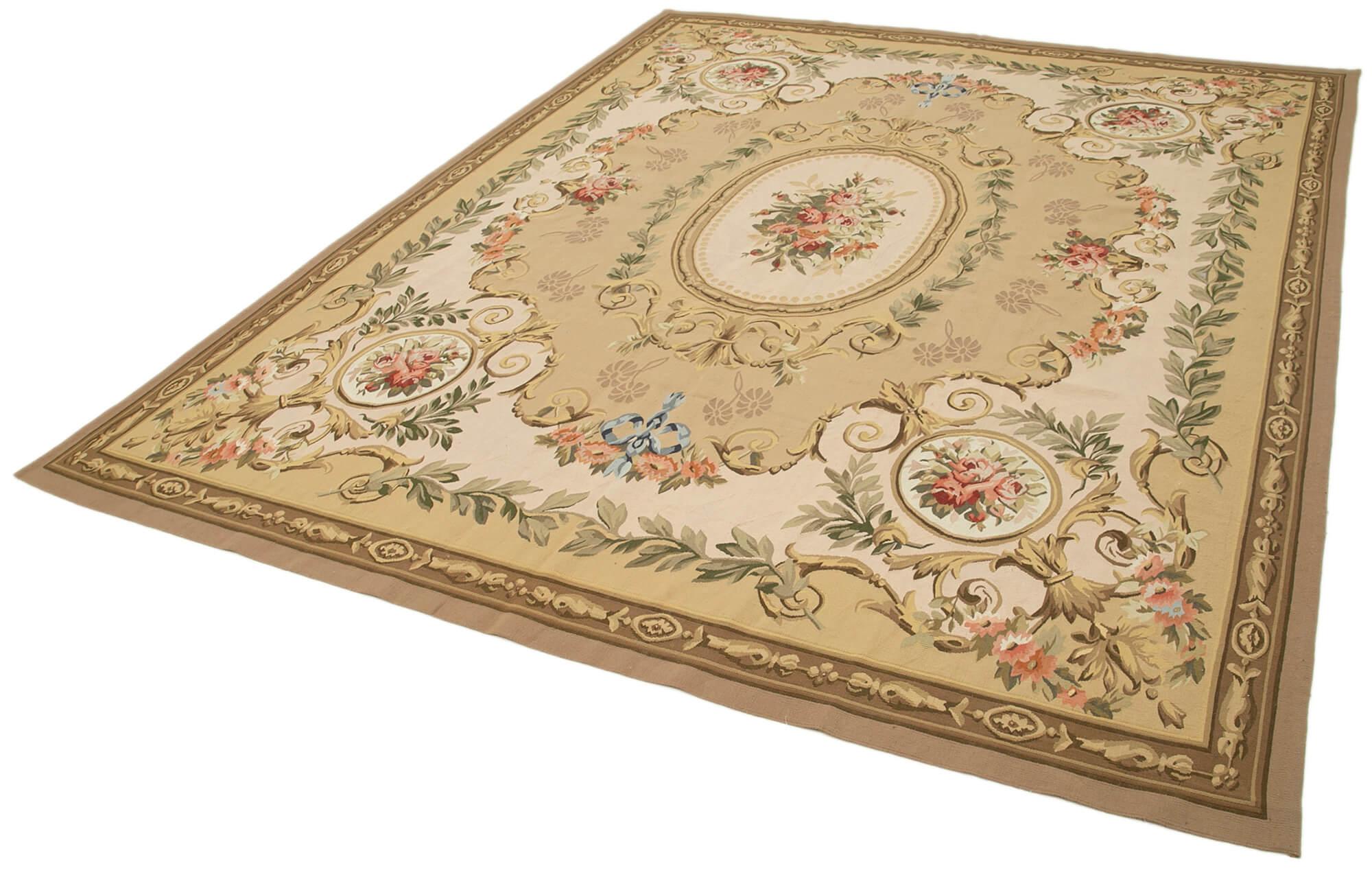 9 x 11 Beige Aubusson Kilim - 1561