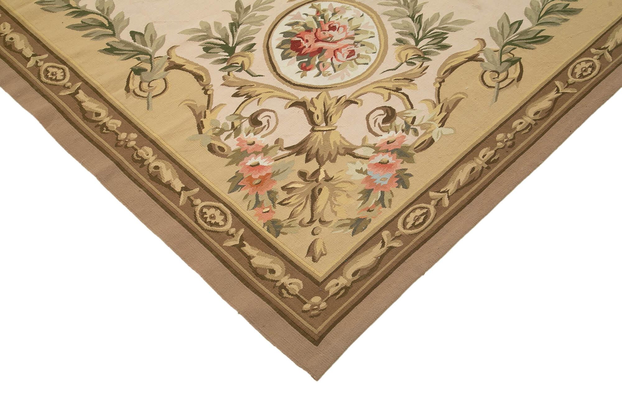 9 x 11 Beige Aubusson Kilim - 1561