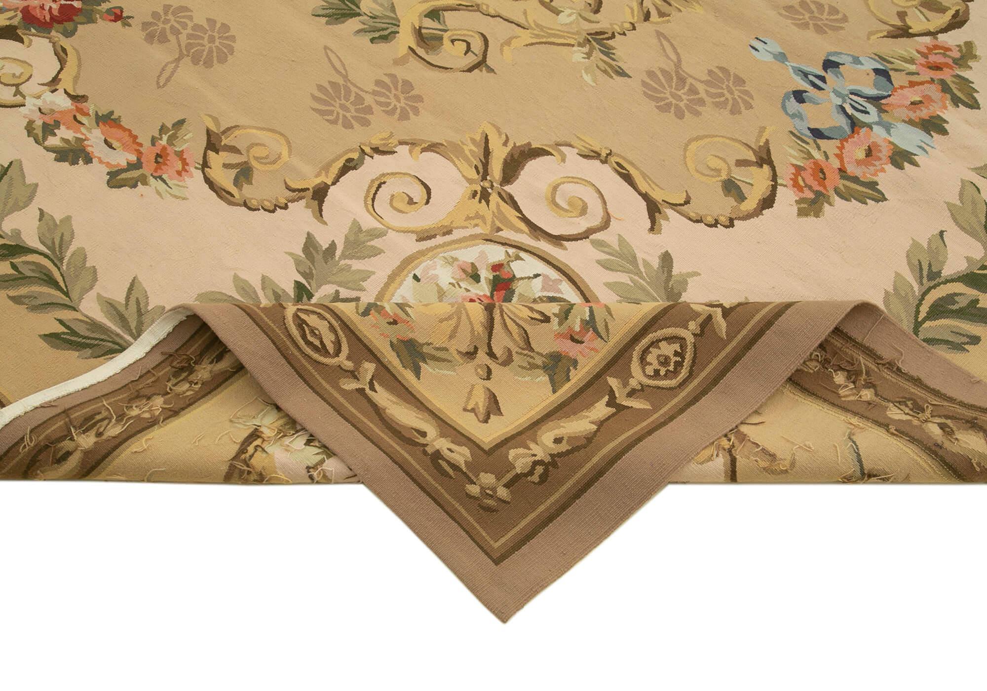 9 x 11 Beige Aubusson Kilim - 1561