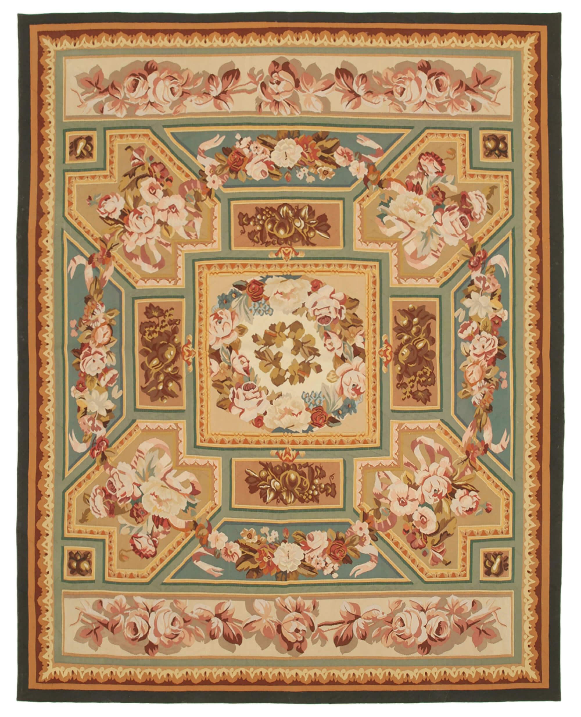 9 x 12 Beige Aubusson Kilim - 1566