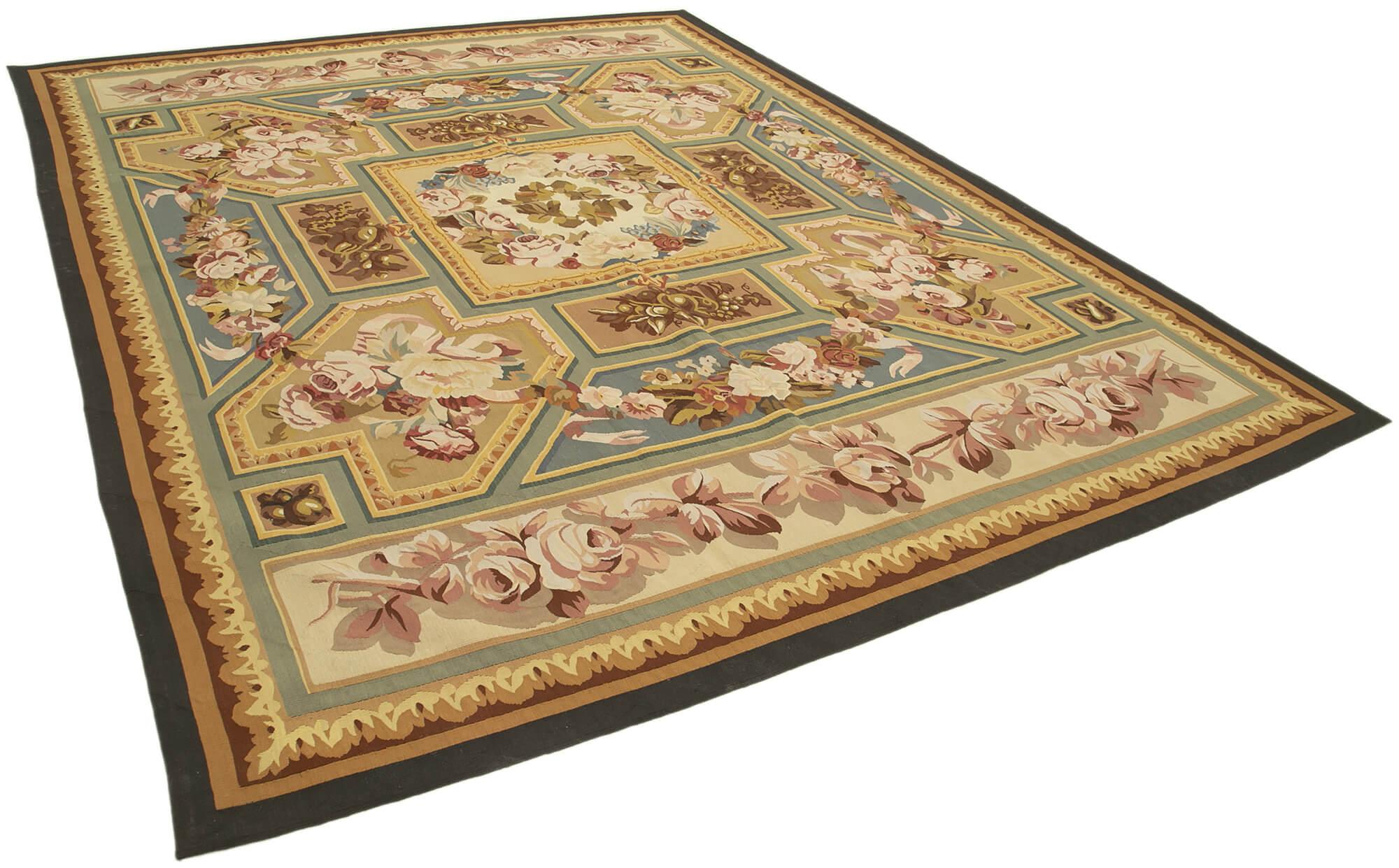 9 x 12 Beige Aubusson Kilim - 1566