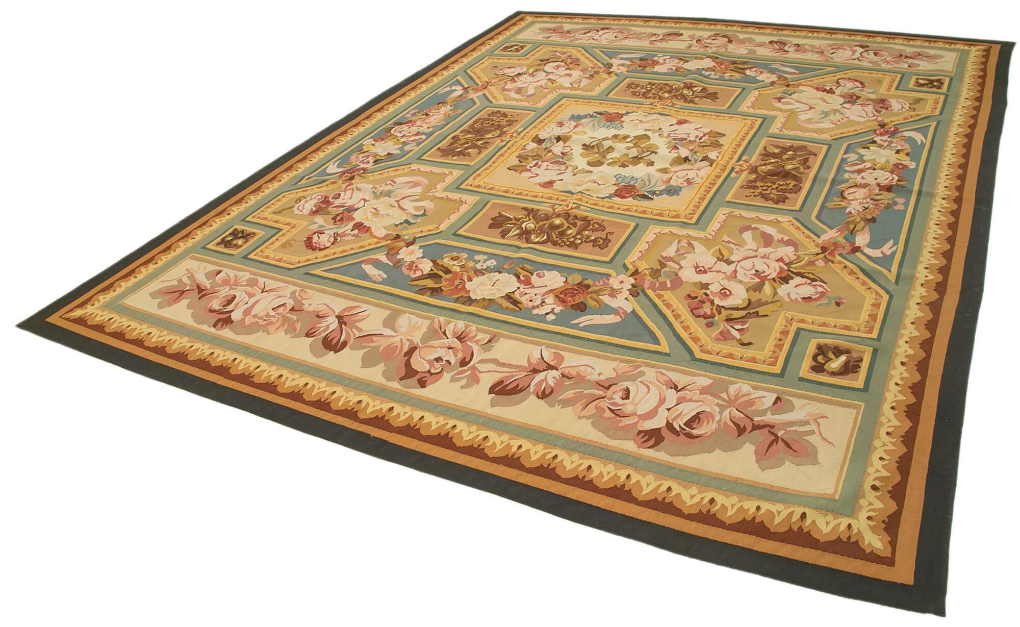 9 x 12 Beige Aubusson Kilim - 1566