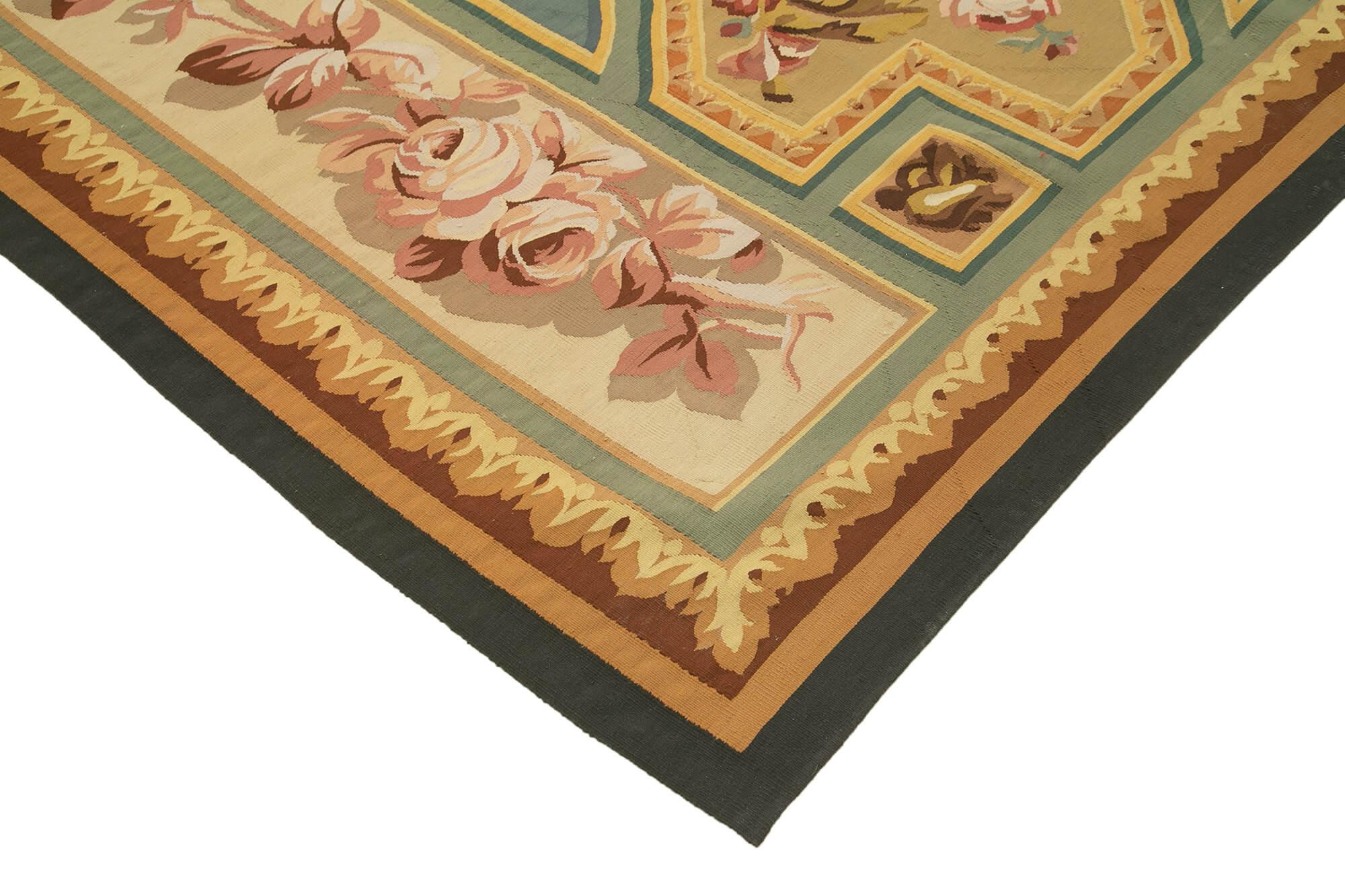 9 x 12 Beige Aubusson Kilim - 1566