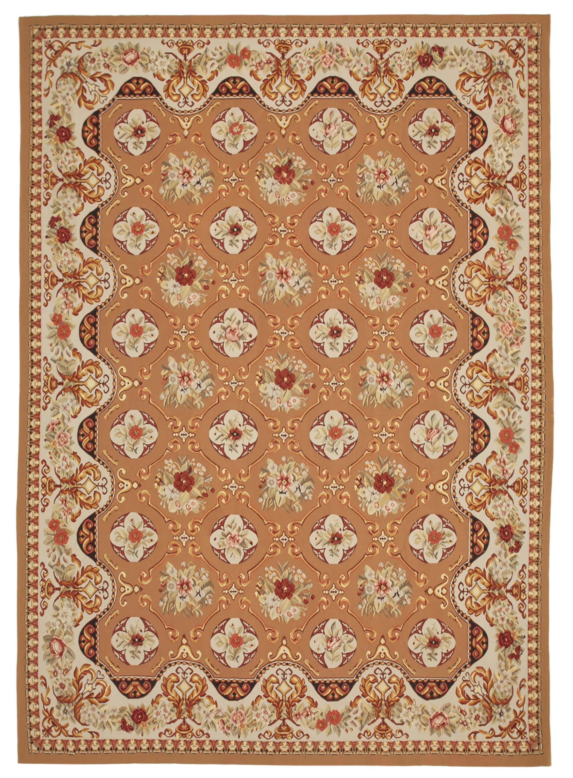 10 x 14 Beige Aubusson Kilim - 1568