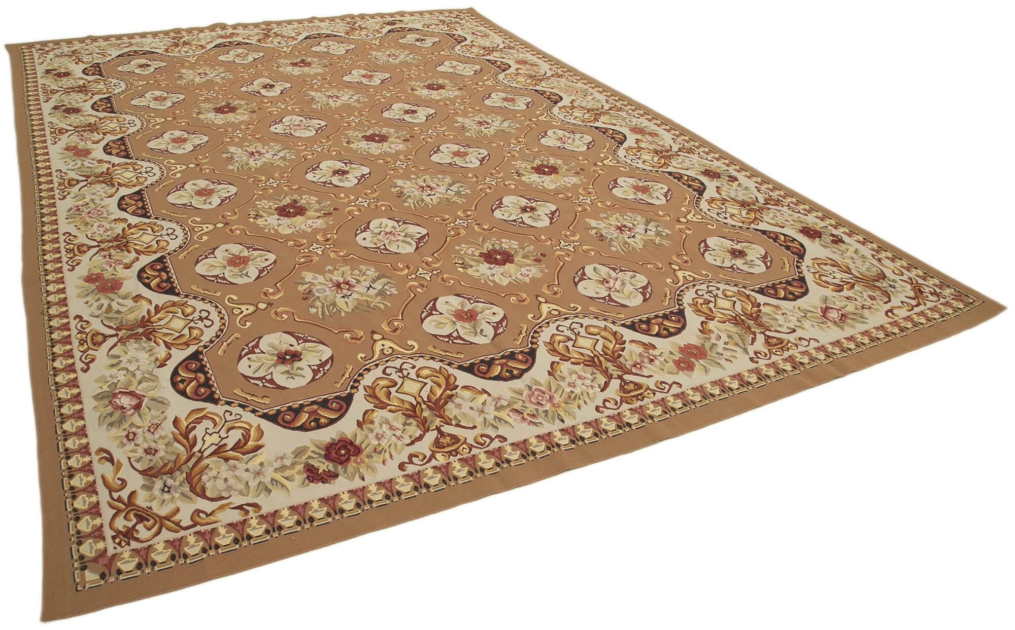 10 x 14 Beige Aubusson Kilim - 1568