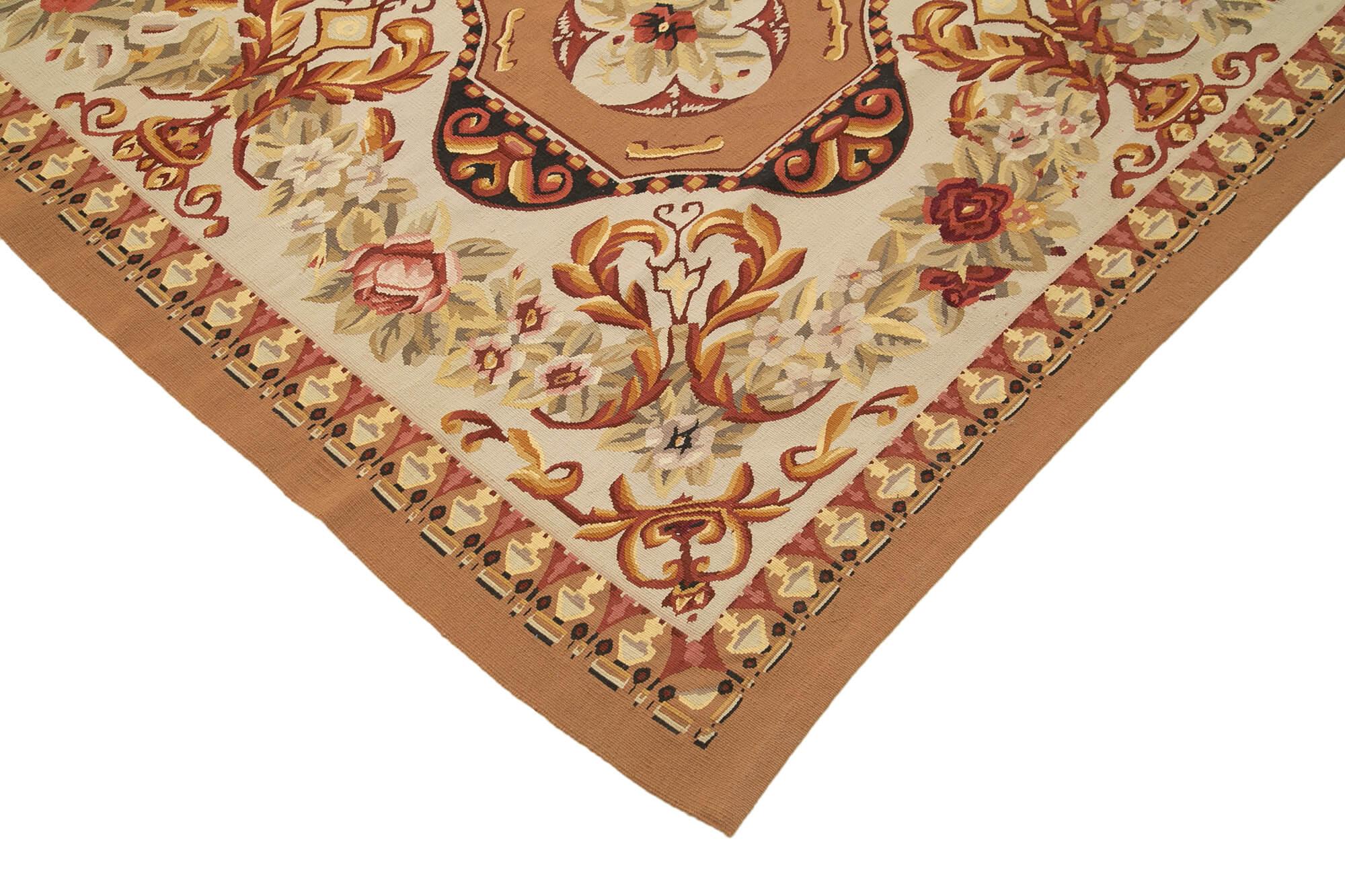 10 x 14 Beige Aubusson Kilim - 1568