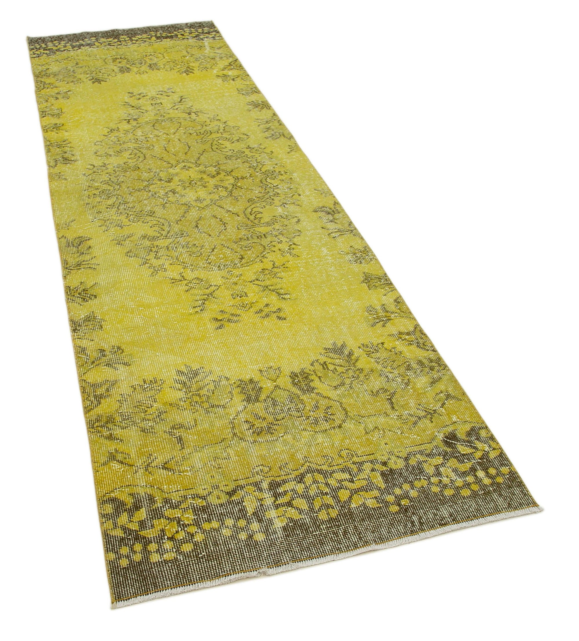 3 x 10 Yellow Overdyed Runner Rug - 1645