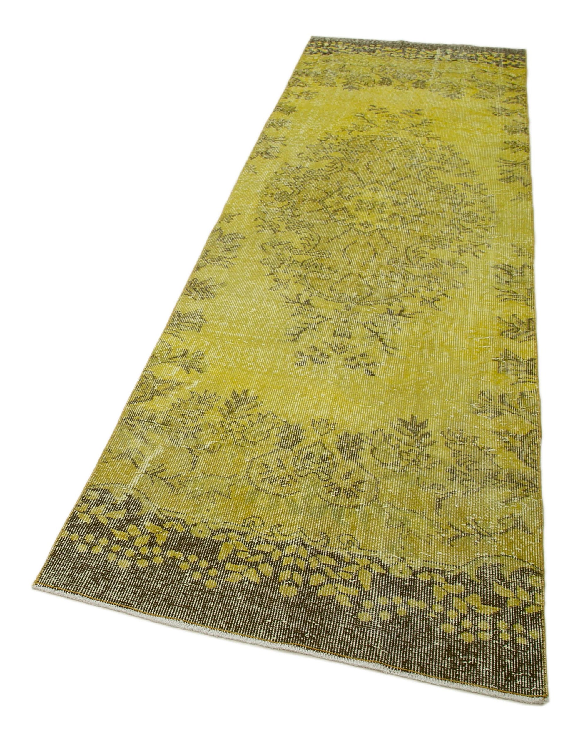 3 x 10 Yellow Overdyed Runner Rug - 1645