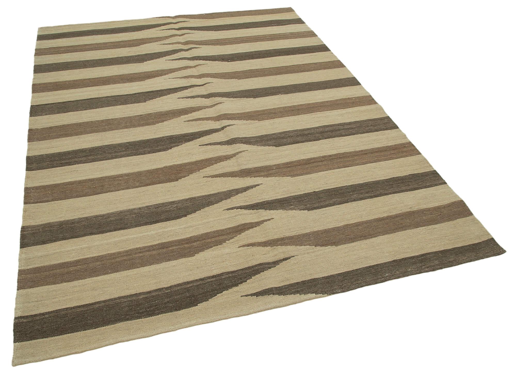 6 x 8 Beige Contemporary Kilim Rug - 1709