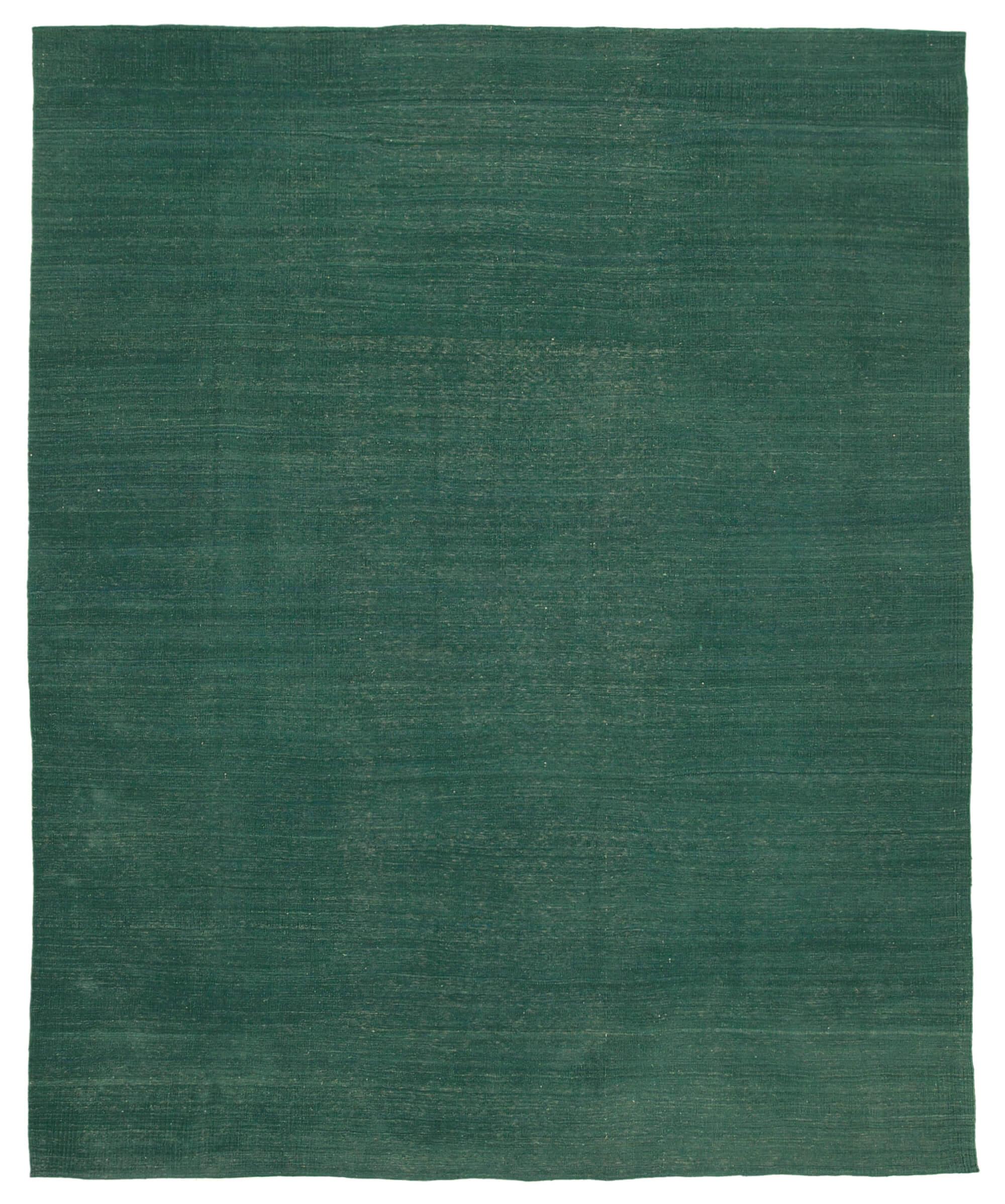 9 x 12 Green Contemporary Kilim Rug - 1754