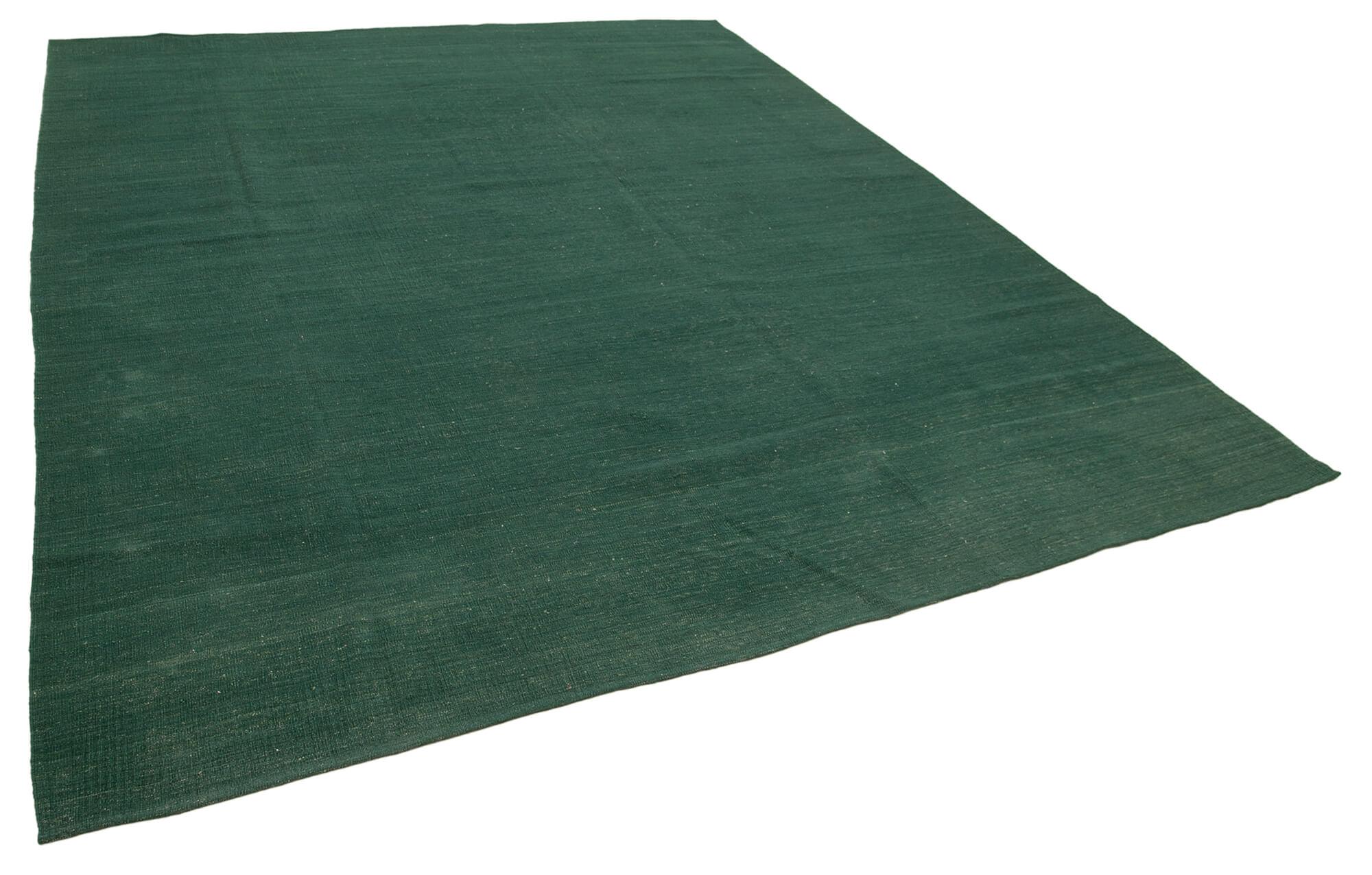 9 x 12 Green Contemporary Kilim Rug - 1754