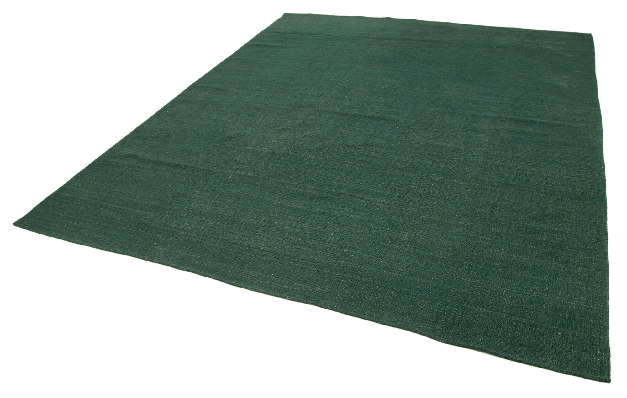 9 x 12 Green Contemporary Kilim Rug - 1754