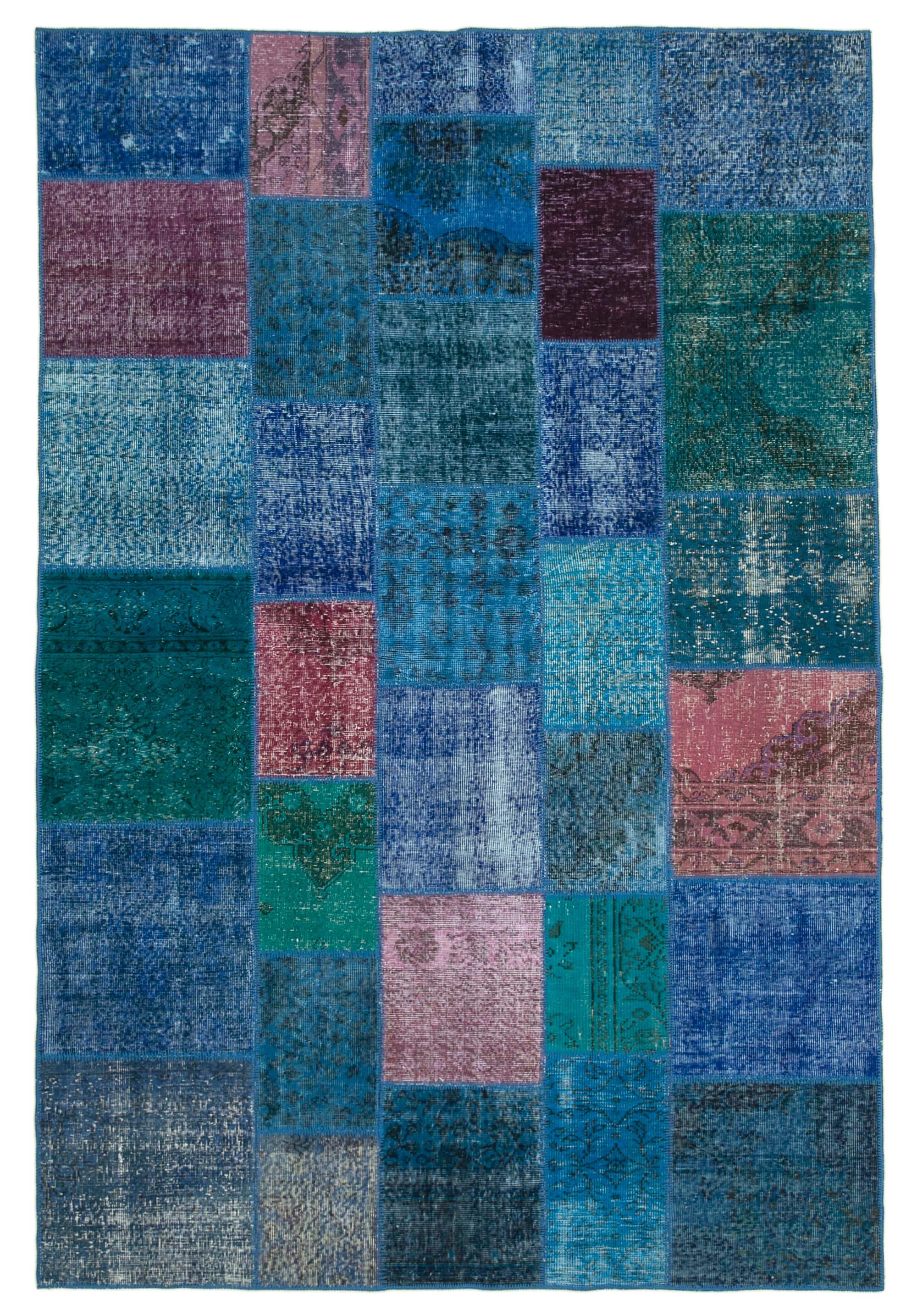 7 x 10 Blue Patchwork Rug - 2354