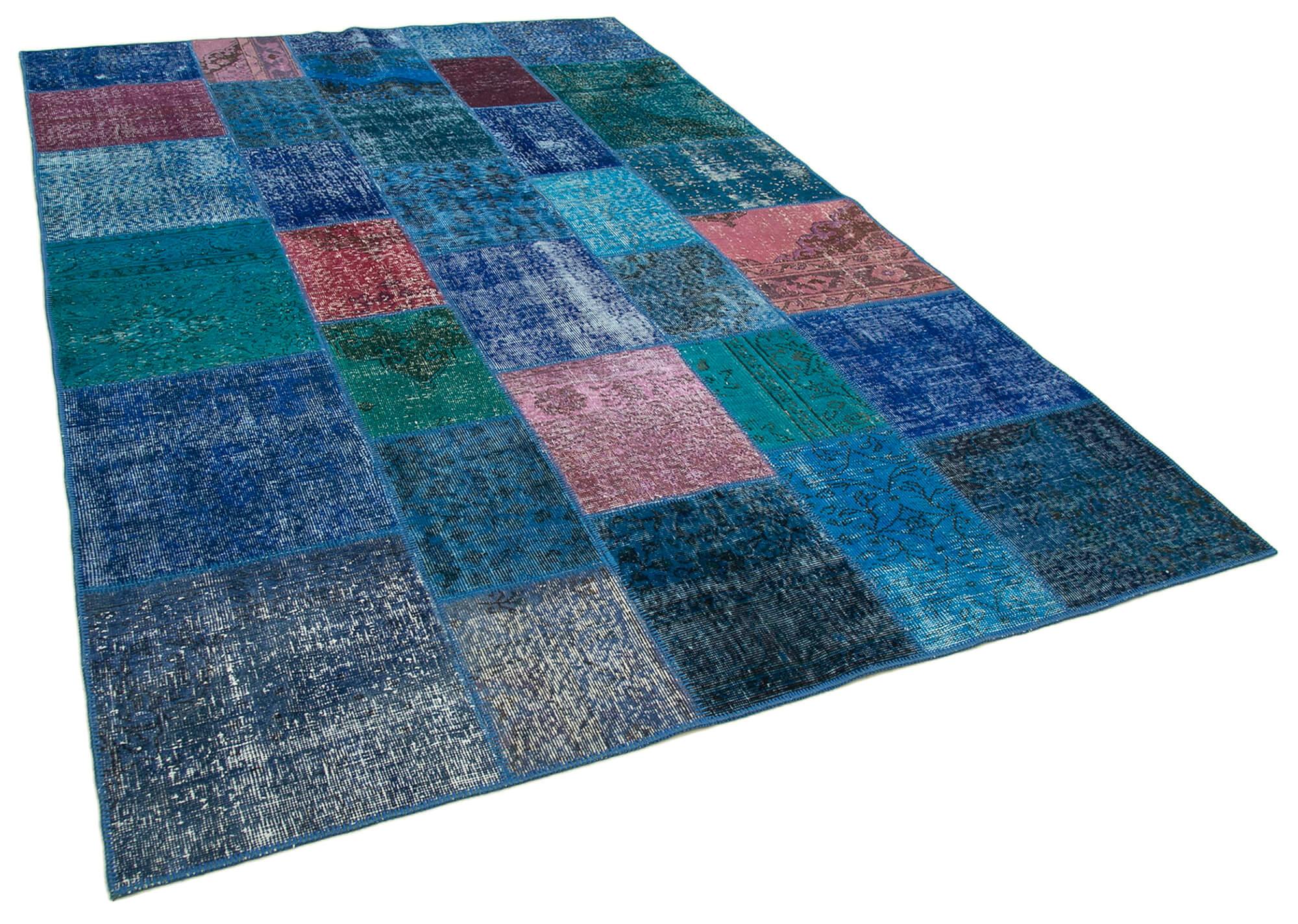 7 x 10 Blue Patchwork Rug - 2354