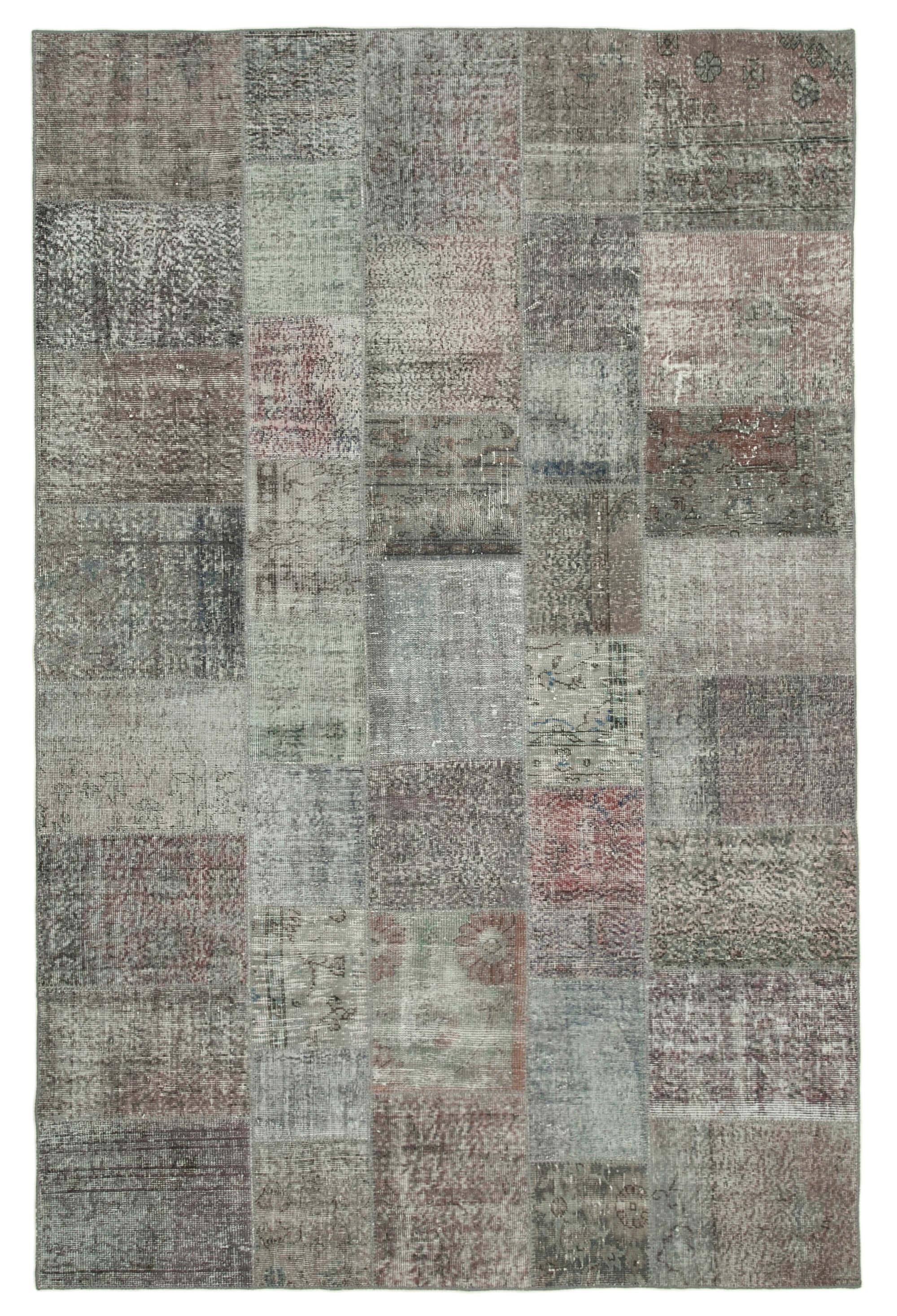 6 x 10 Grey Patchwork Rug - 2377