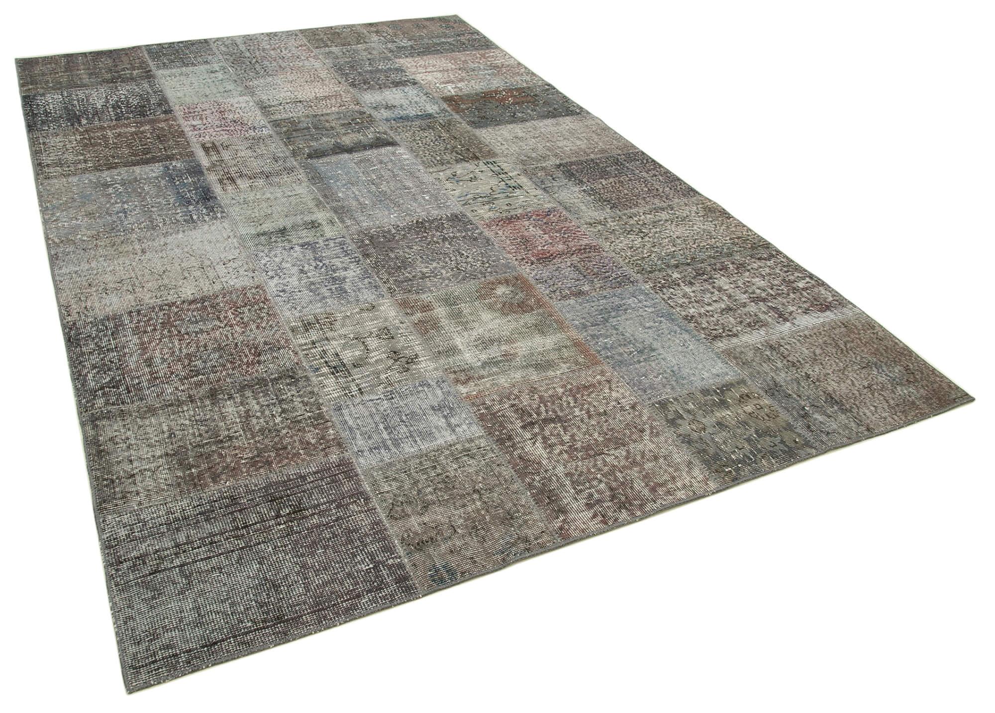 6 x 10 Grey Patchwork Rug - 2377