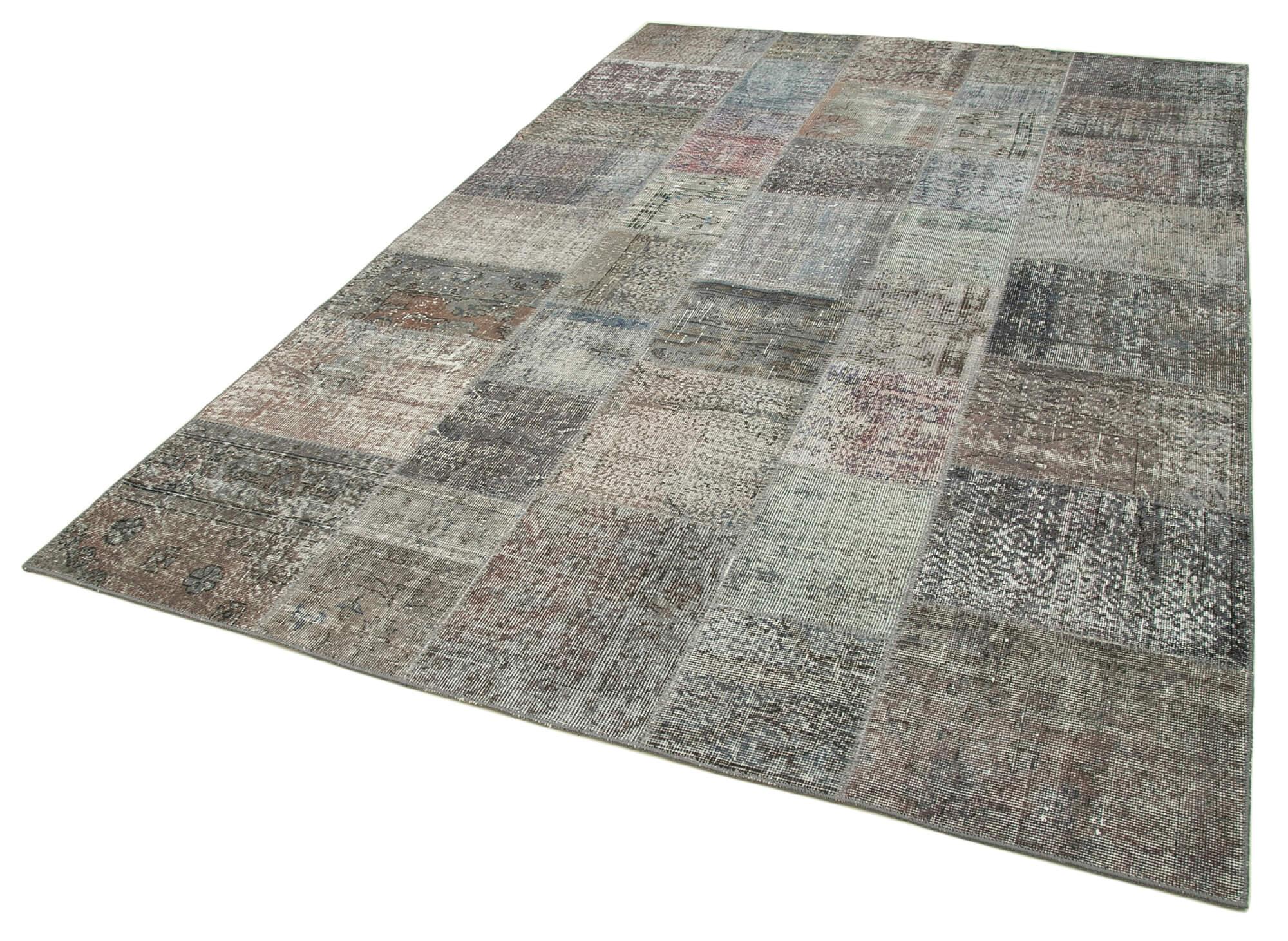 6 x 10 Grey Patchwork Rug - 2377