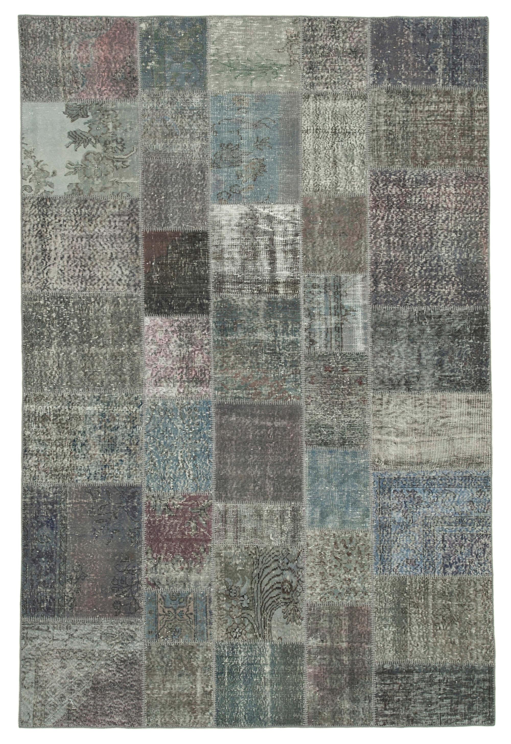 6 x 10 Grey Patchwork Rug - 2398