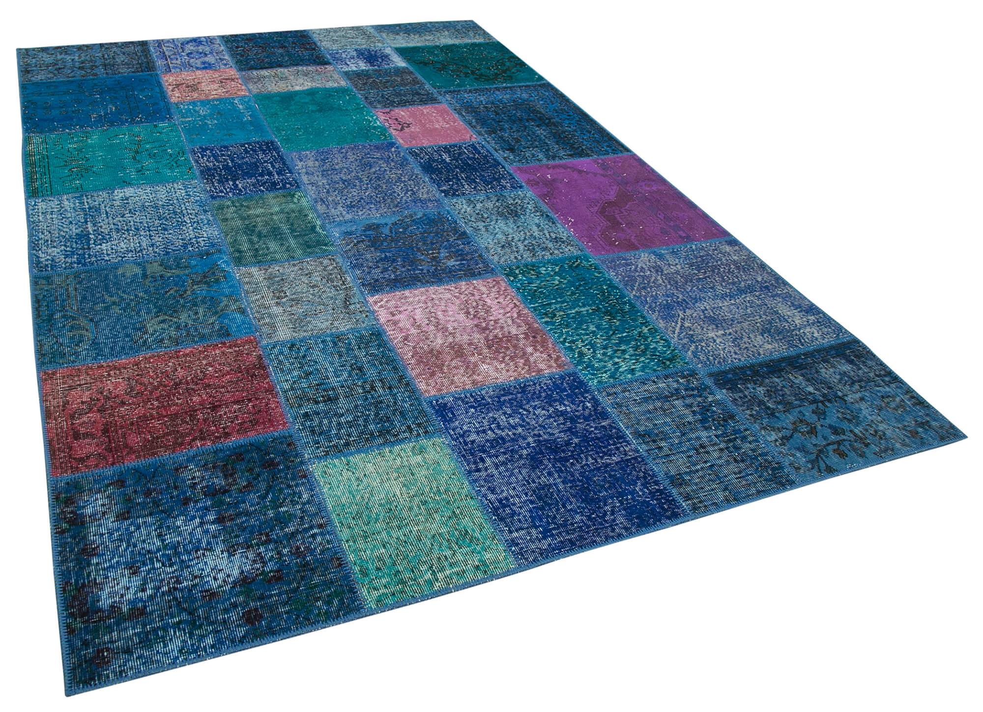 7 x 10 Blue Patchwork Rug - 2413