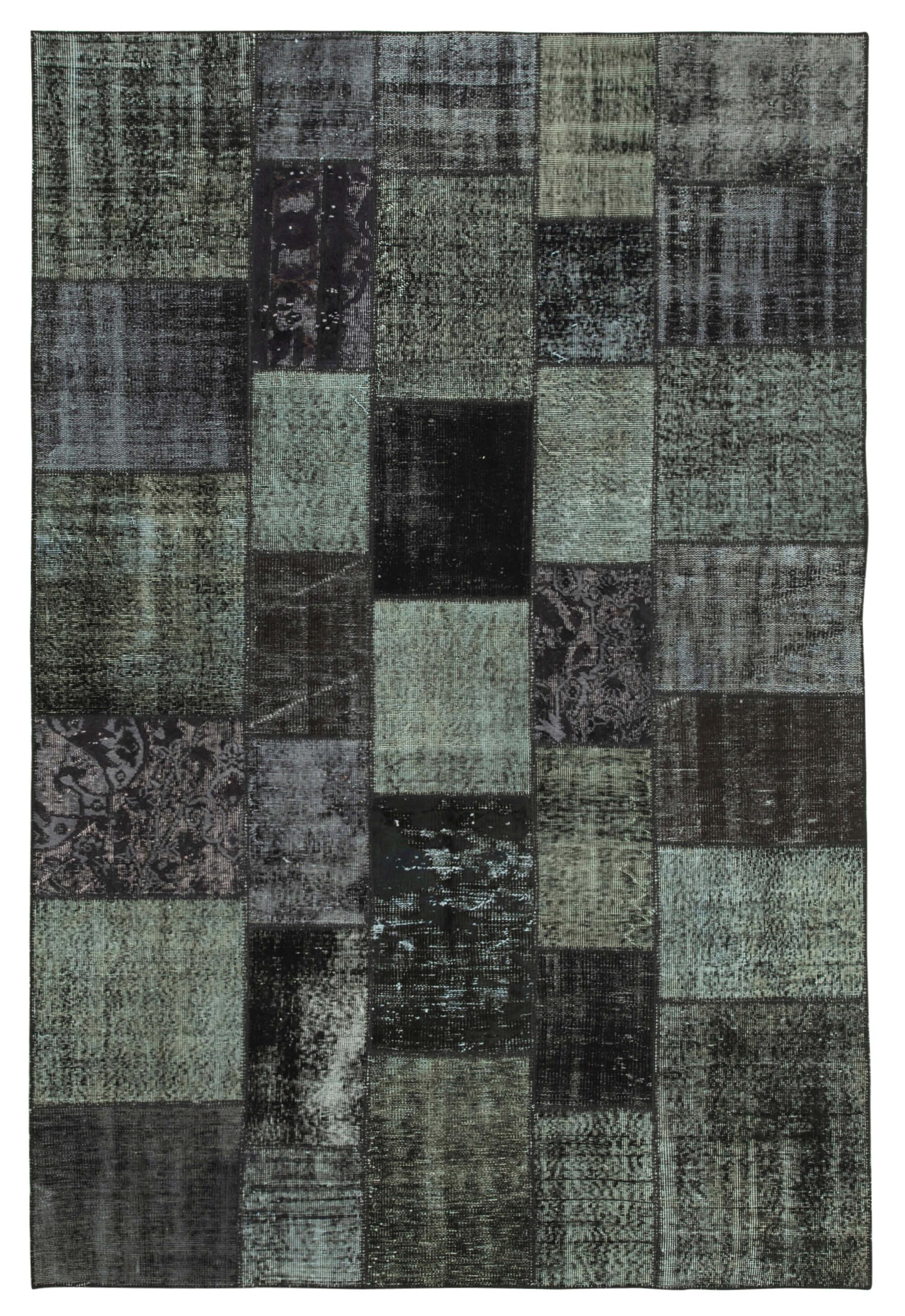 6 x 10 Black Patchwork Rug - 2458