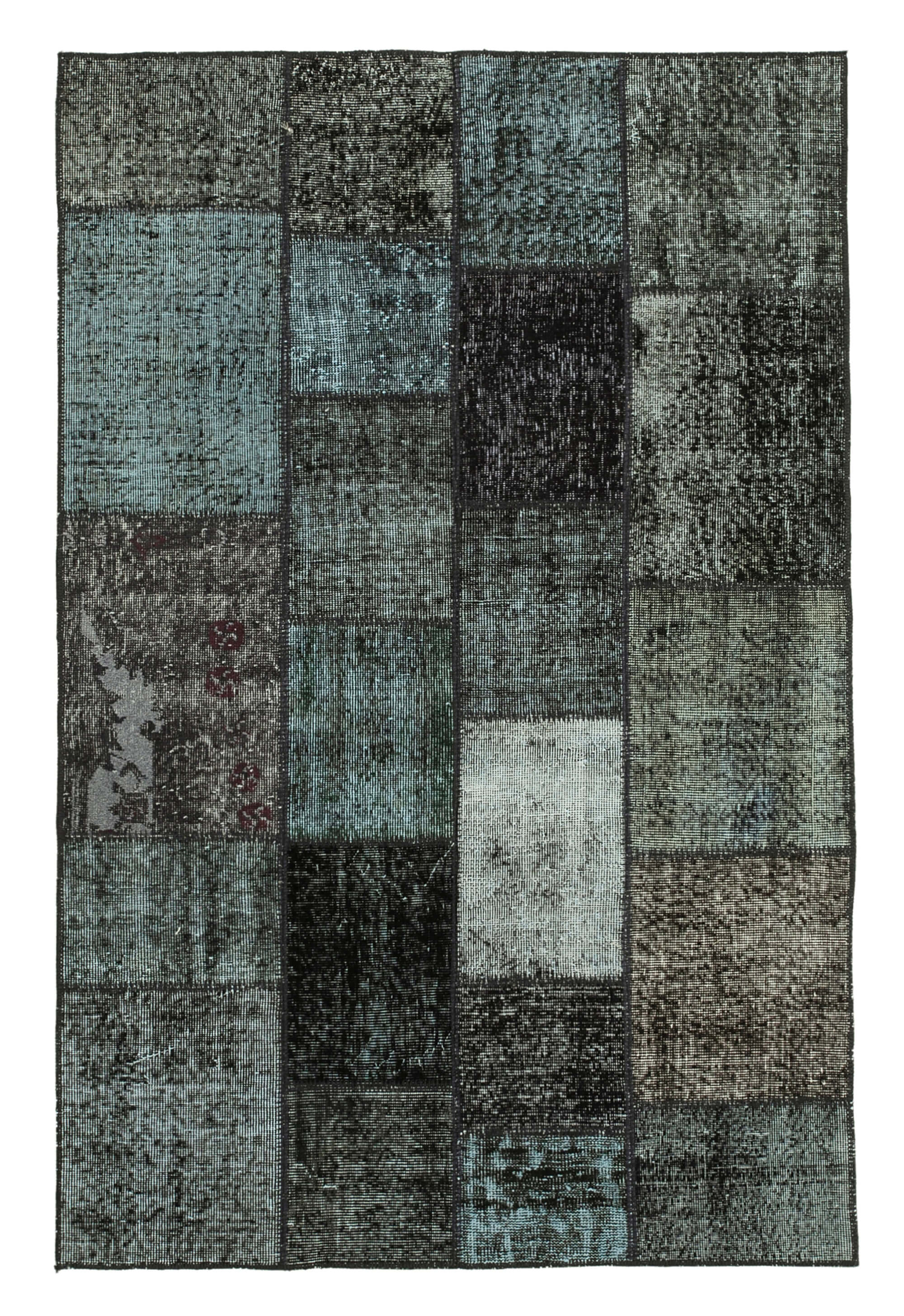 4 x 7 Black Patchwork Rug - 6992