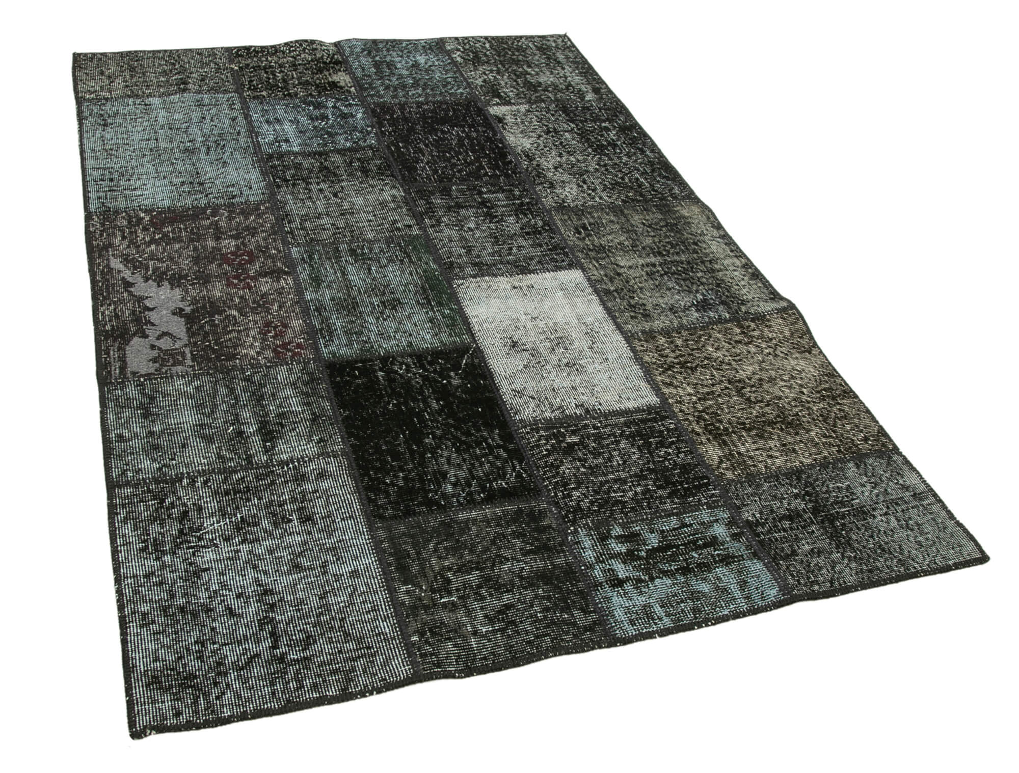 4 x 7 Black Patchwork Rug - 6992