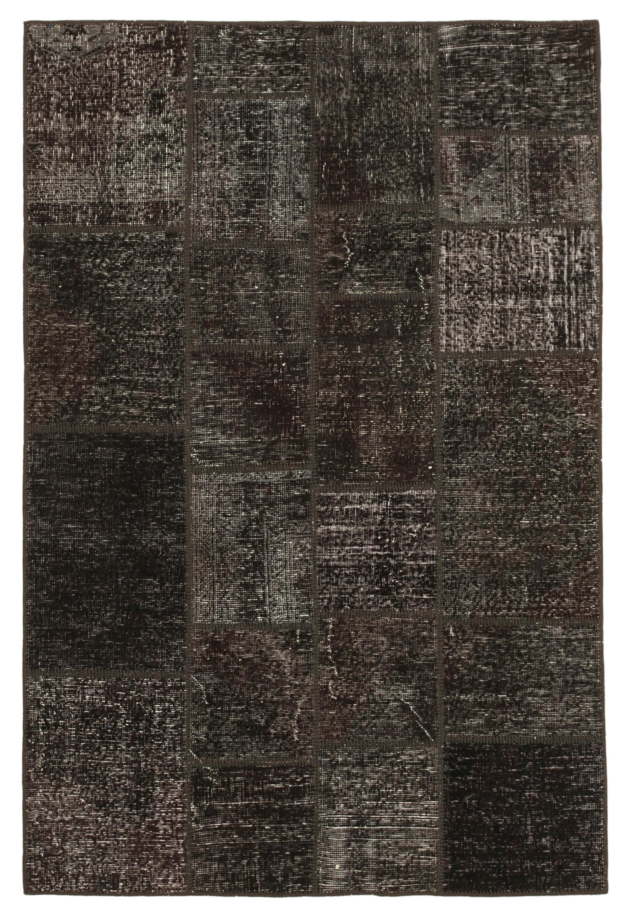 4 x 7 Black Patchwork Rug - 2473