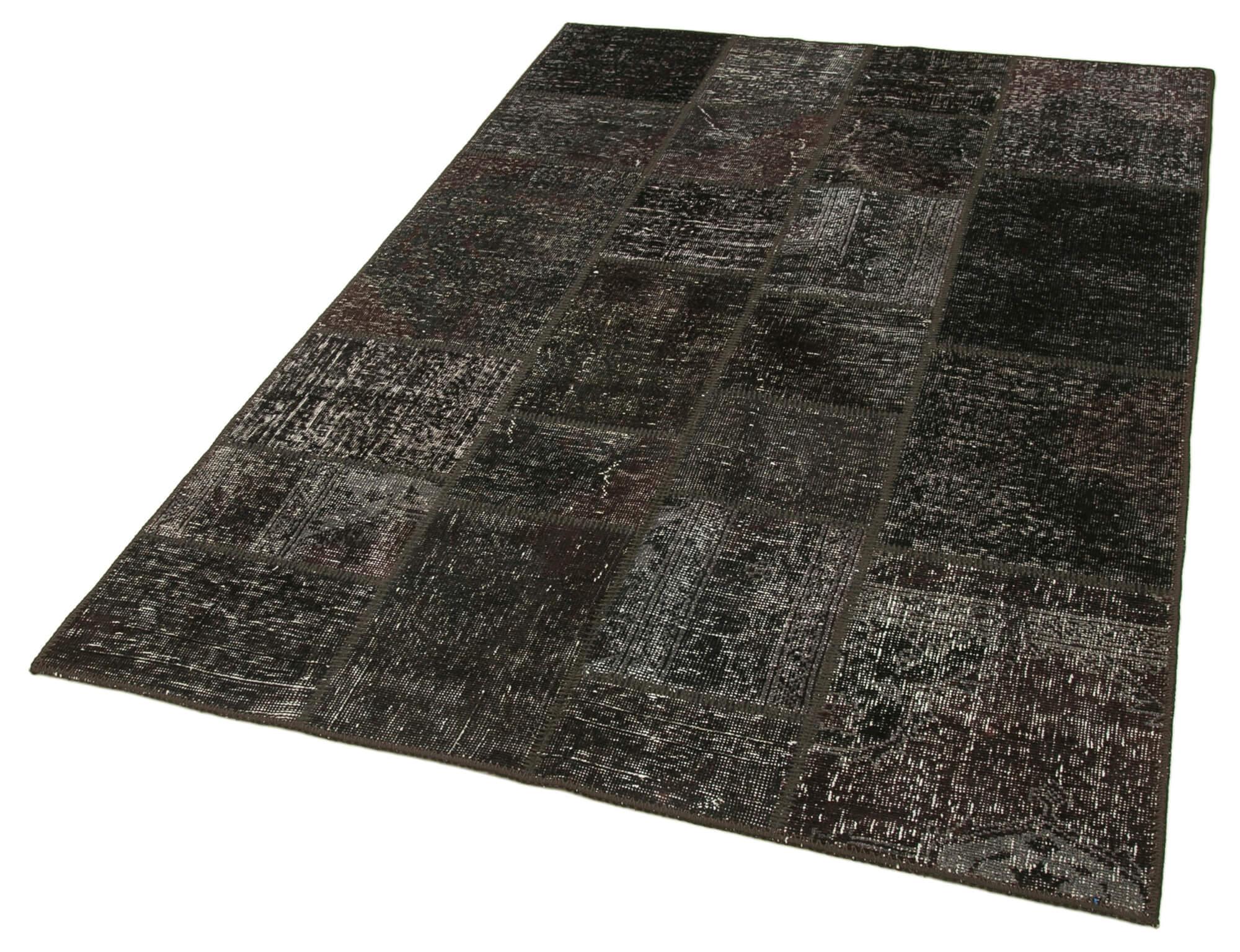 4 x 7 Black Patchwork Rug - 2473