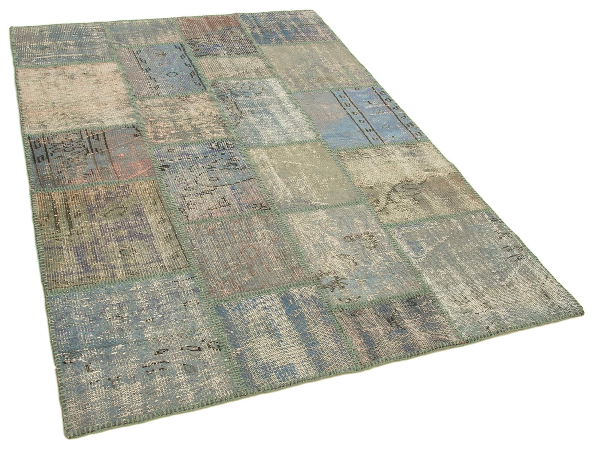 5 x 7 Blue Patchwork Rug - 2487