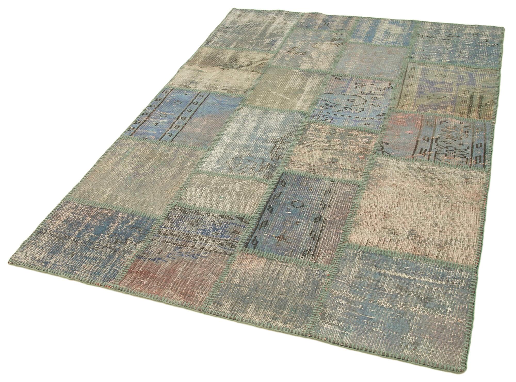 5 x 7 Blue Patchwork Rug - 2487