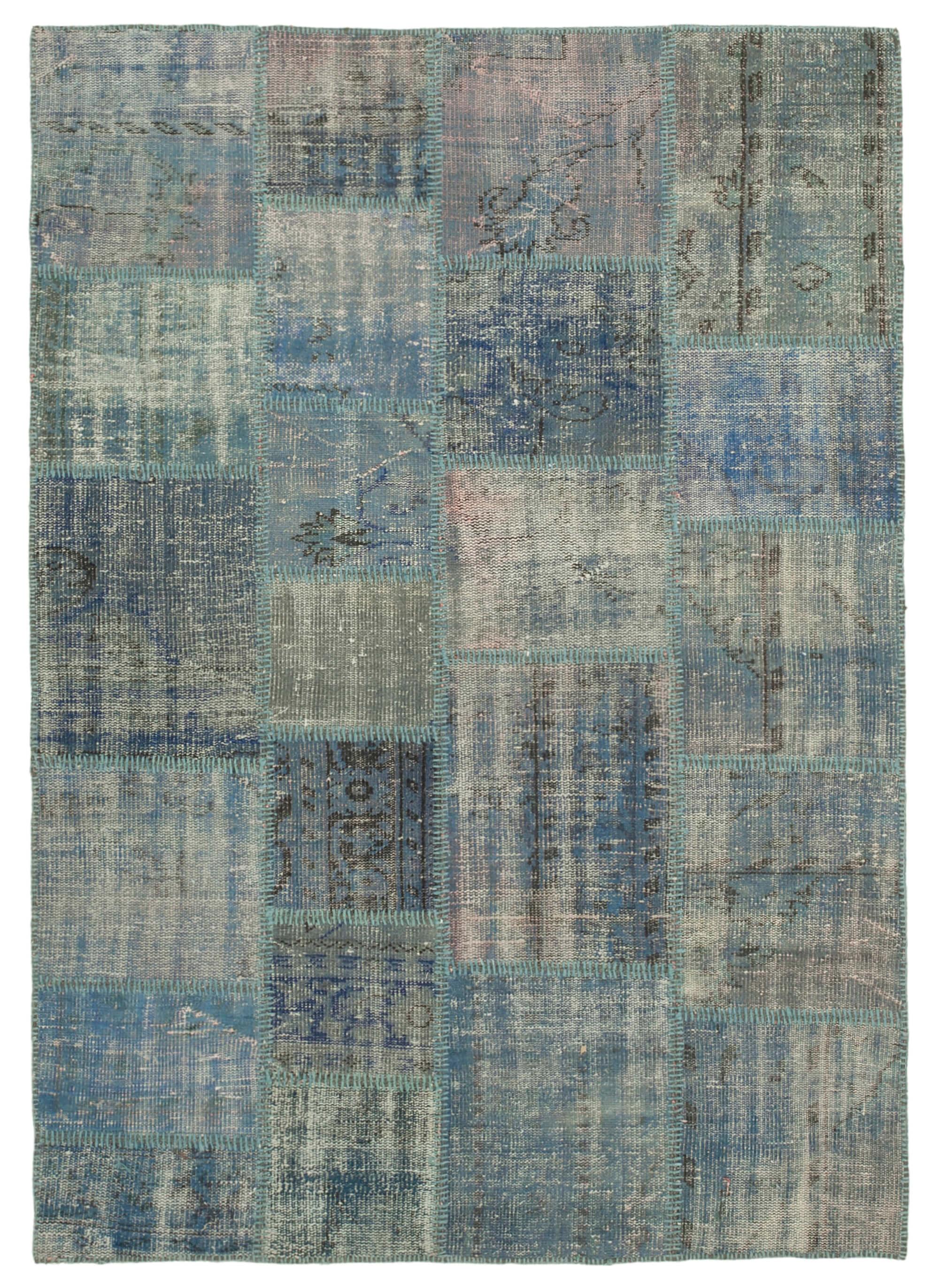 5 x 7 Blue Patchwork Rug - 2489