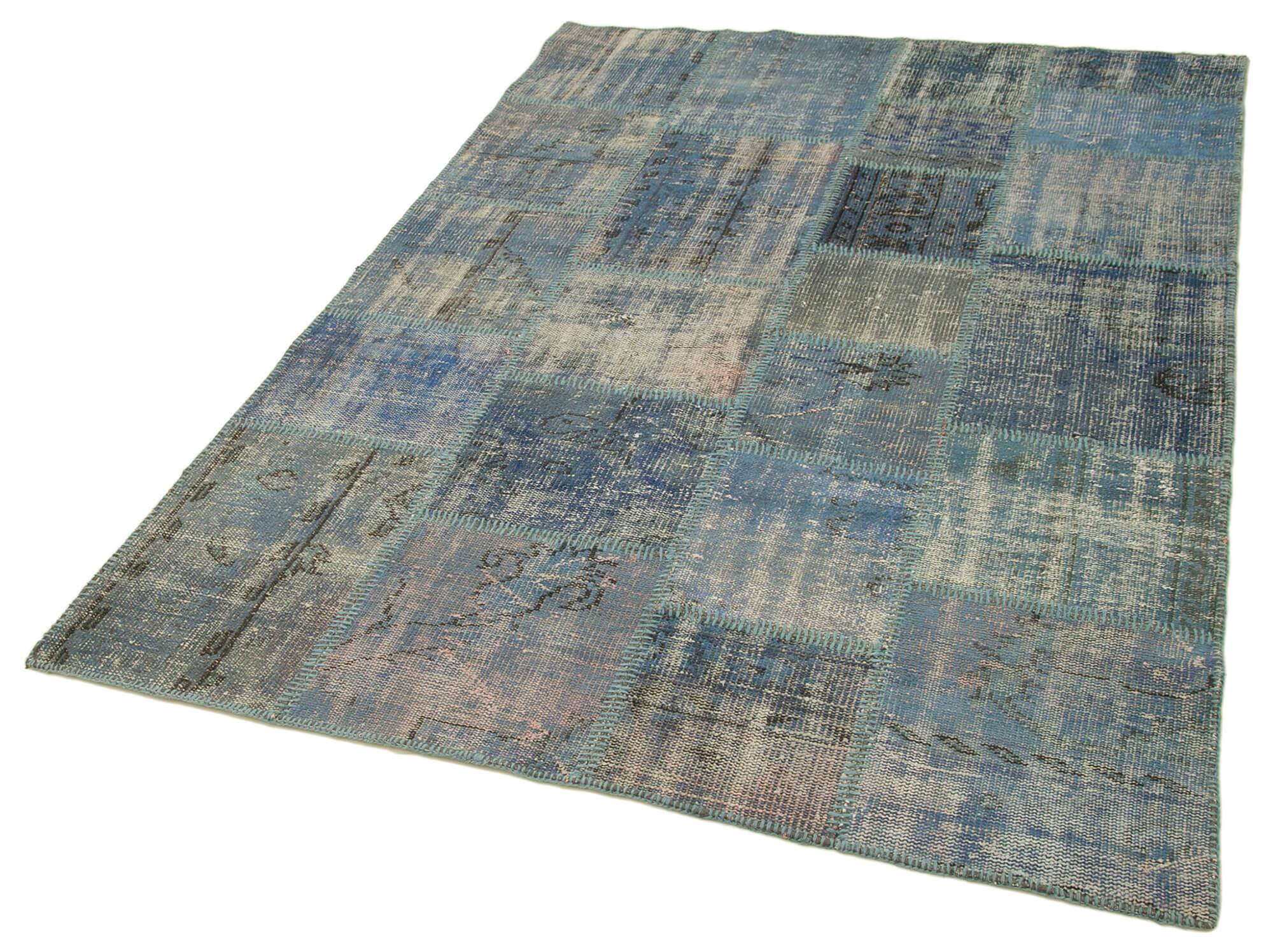 5 x 7 Blue Patchwork Rug - 2489