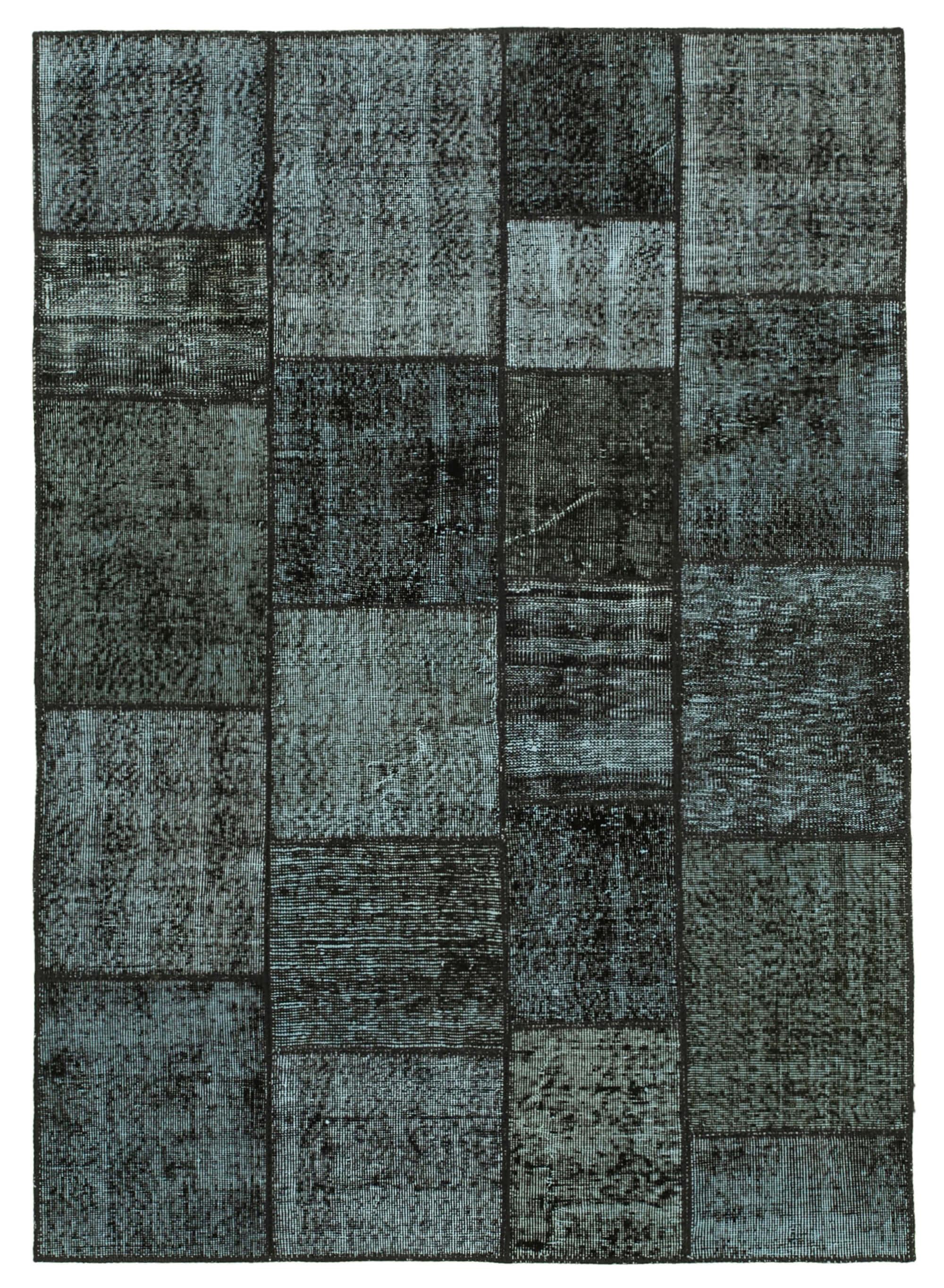 5 x 7 Black Patchwork Rug - 2493