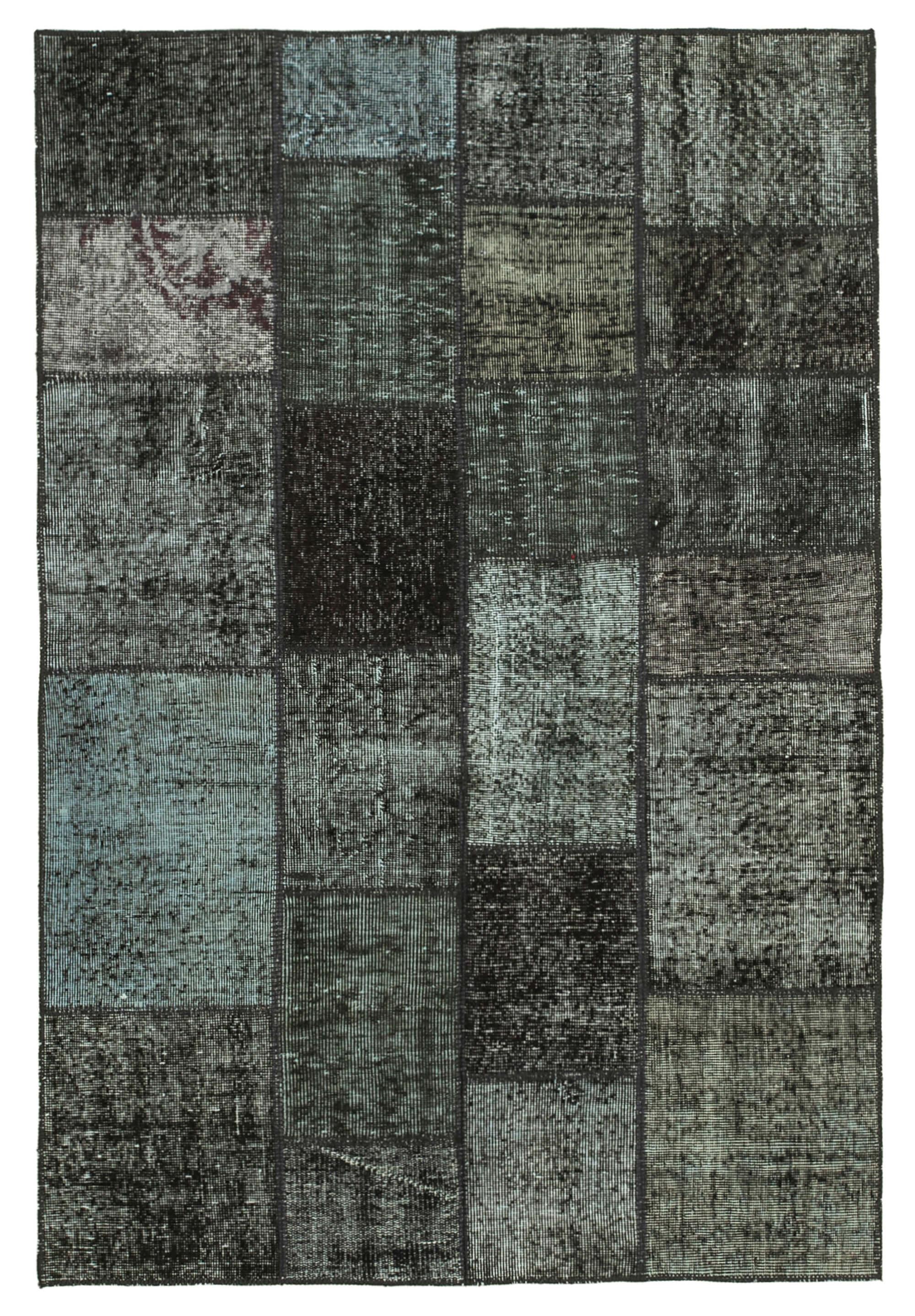 4 x 7 Black Patchwork Rug - 2495