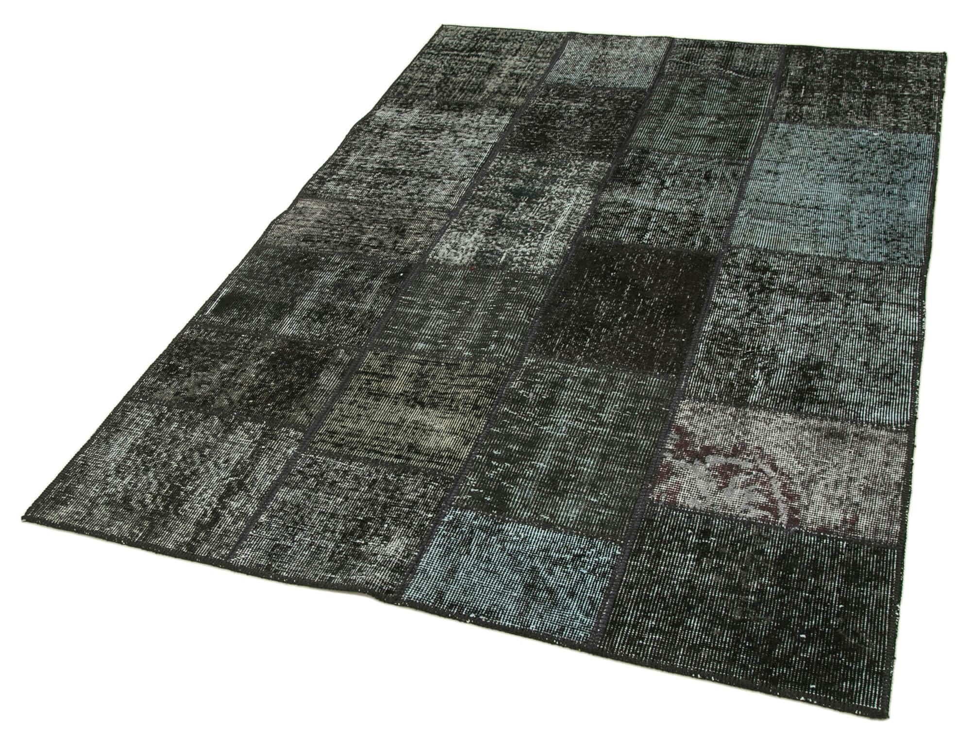 4 x 7 Black Patchwork Rug - 2495