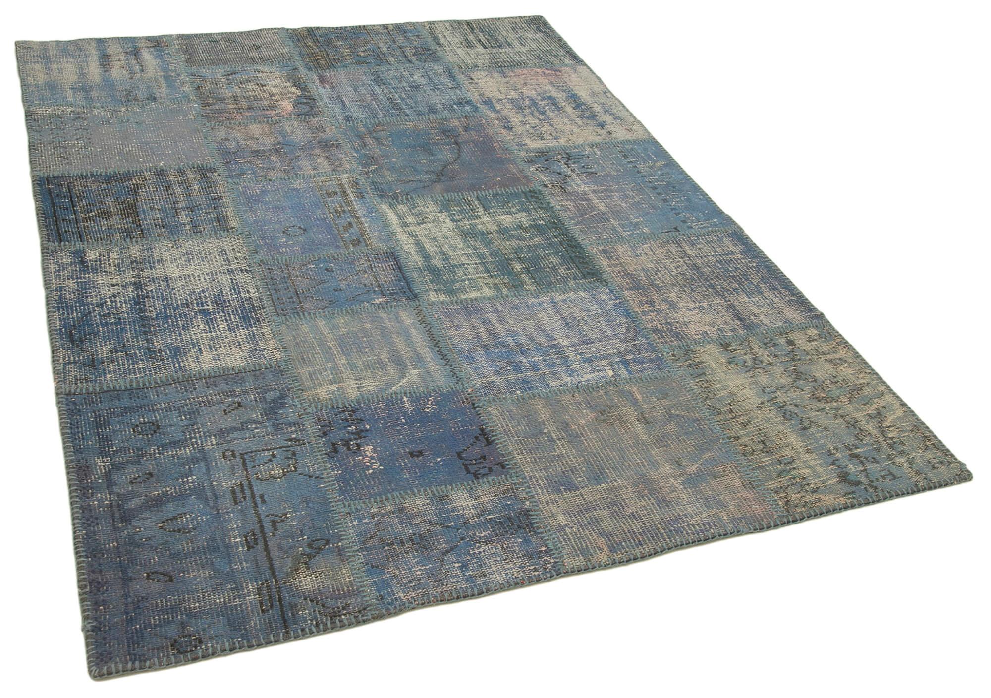 5 x 7 Blue Patchwork Rug - 2506