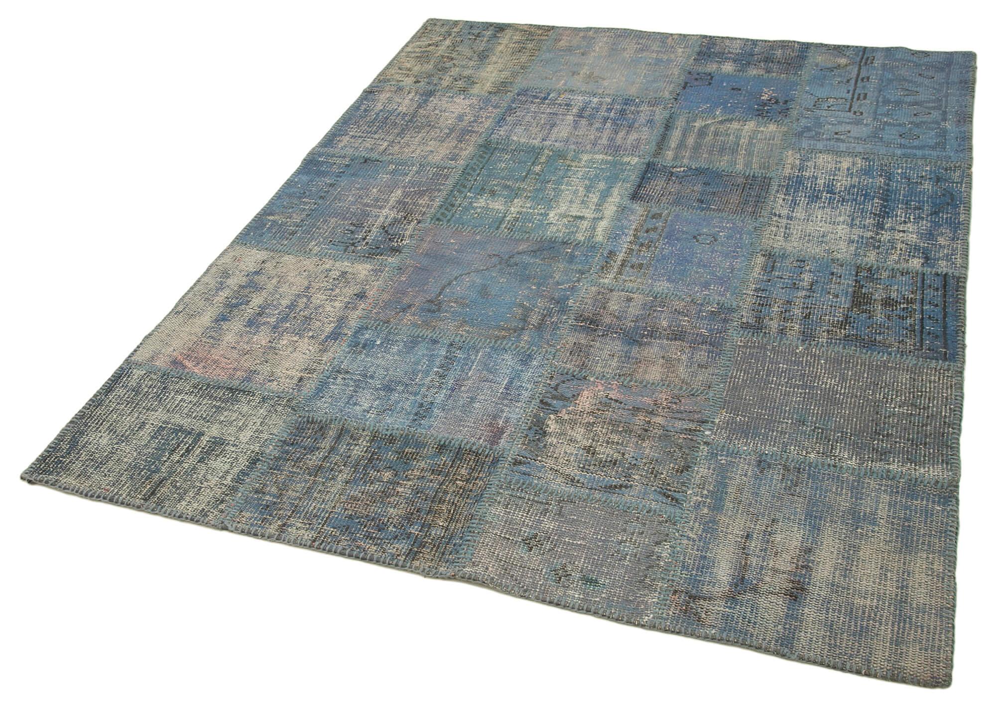 5 x 7 Blue Patchwork Rug - 2506