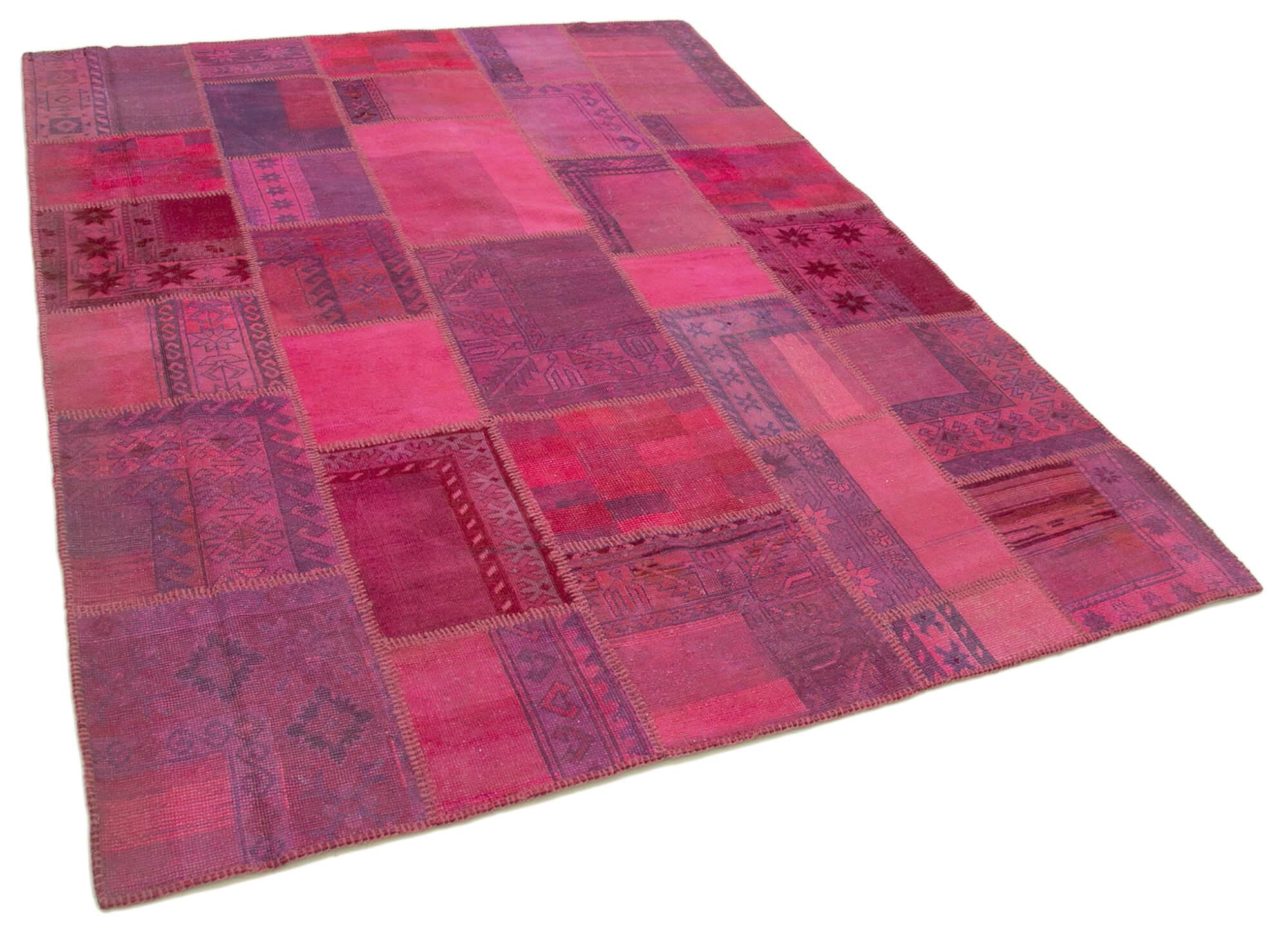 6 x 8 Pink Patchwork Rug - 2532