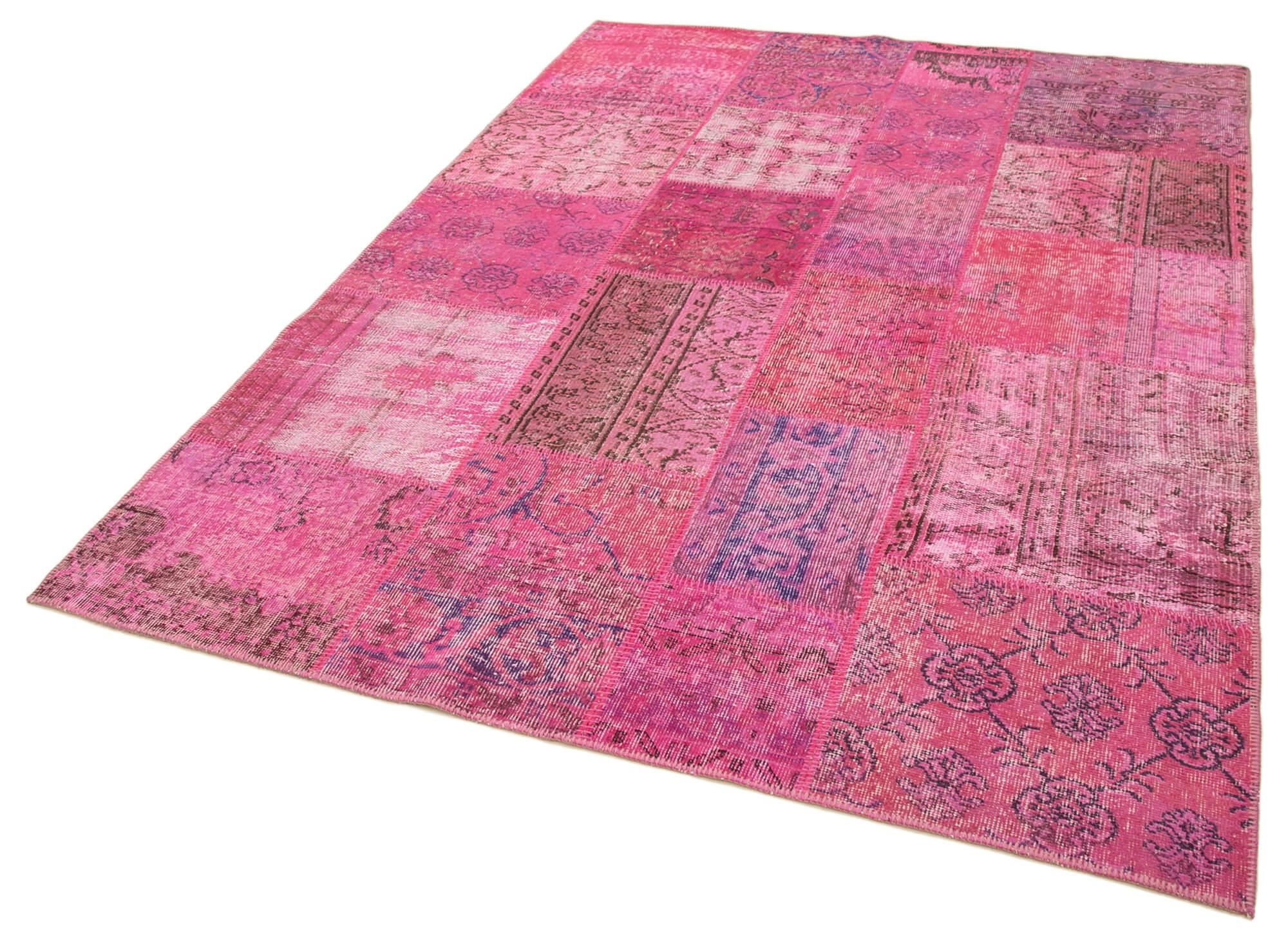 6 x 8 Pink Patchwork Rug - 2533