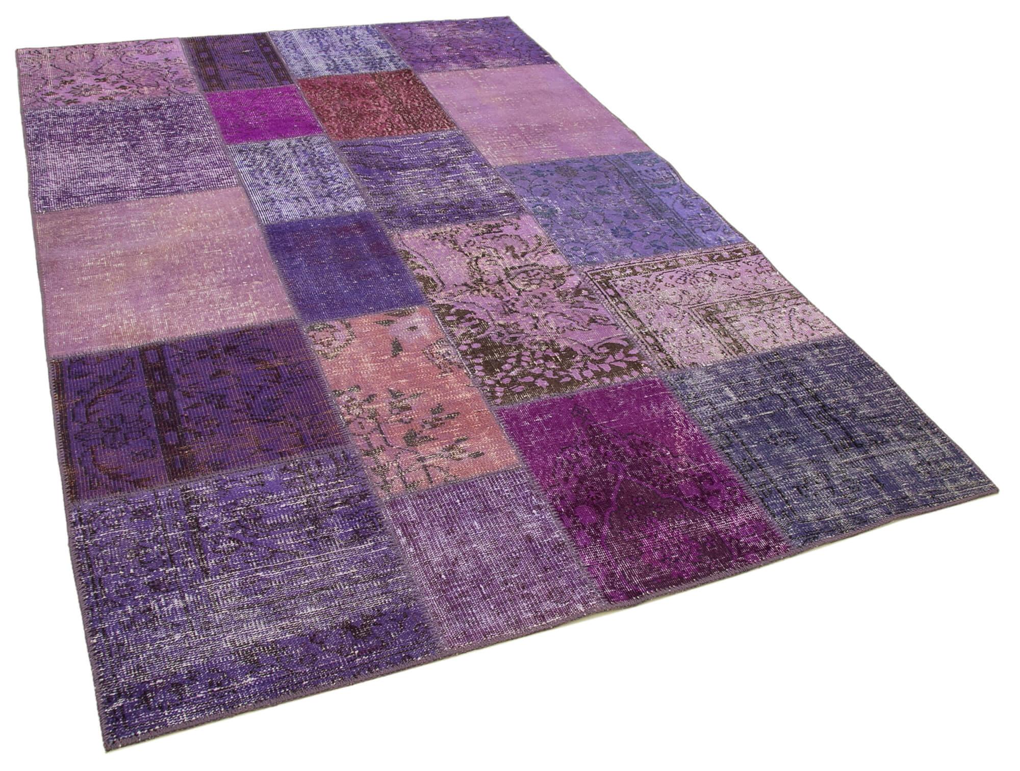 6 x 8 Purple Patchwork Rug - 2537