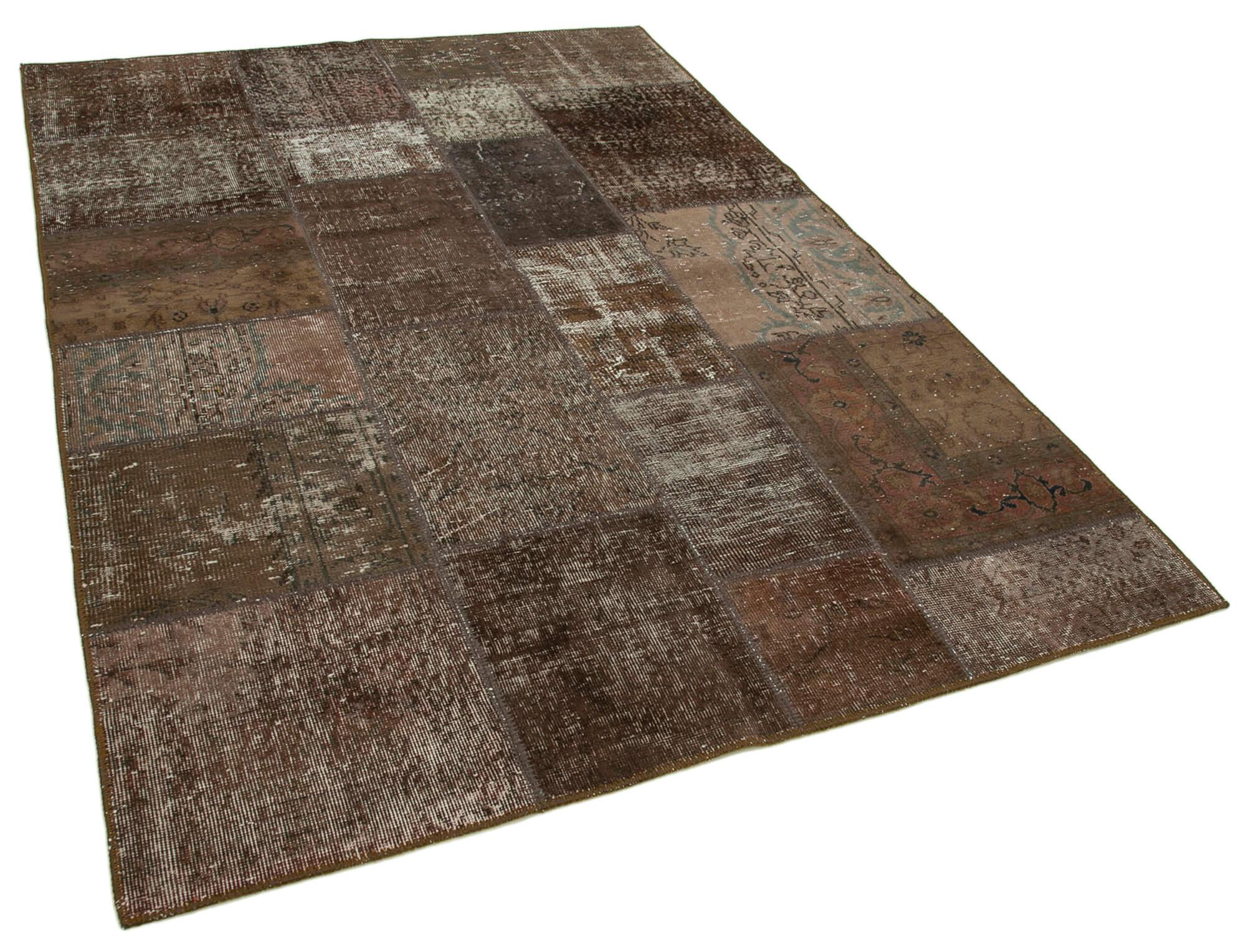 6 x 8 Brown Patchwork Rug - 2539