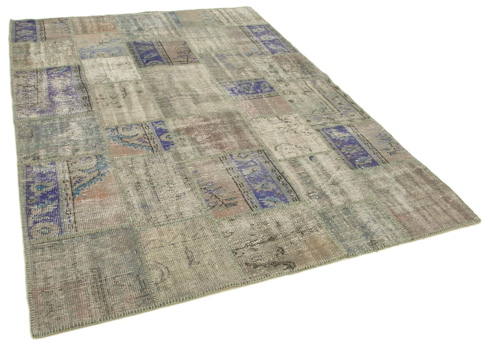 6 x 8 Grey Patchwork Rug - 2541