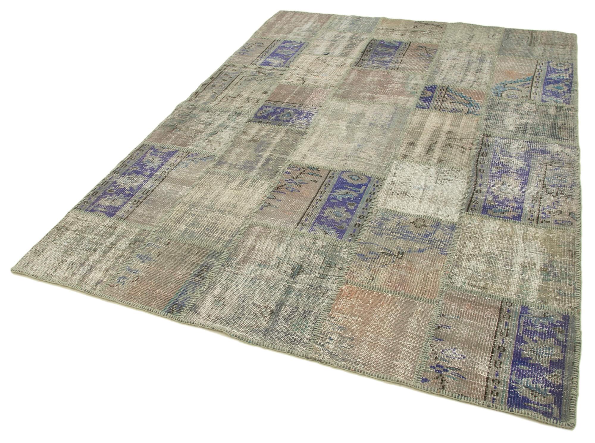 6 x 8 Grey Patchwork Rug - 2541