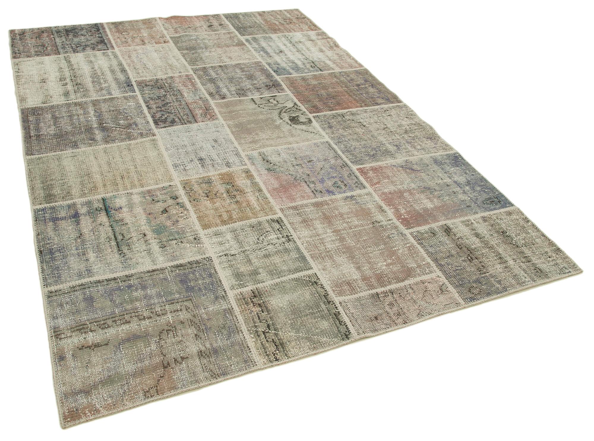 6 x 8 Grey Patchwork Rug - 2545