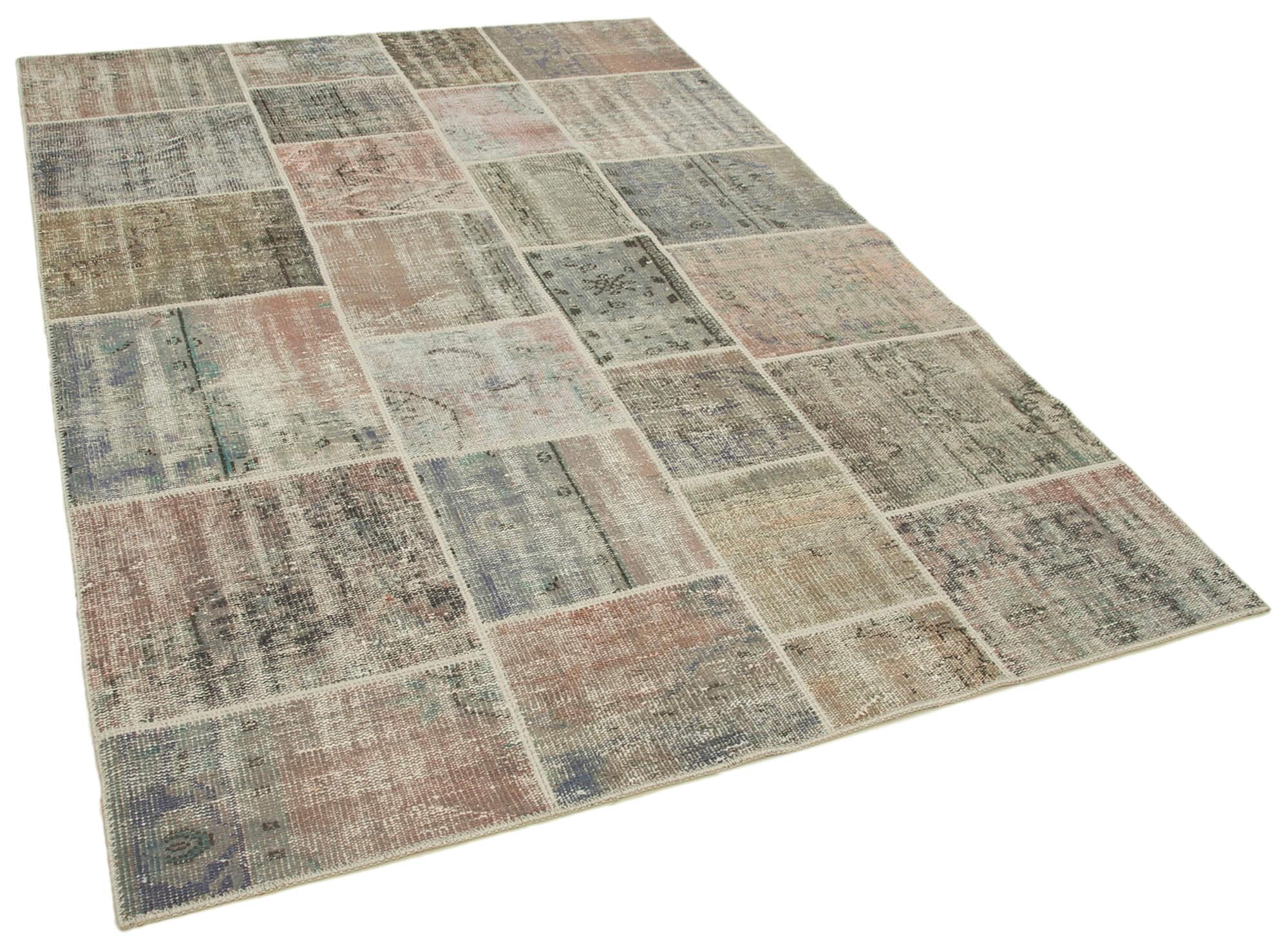 6 x 8 Grey Patchwork Rug - 2546