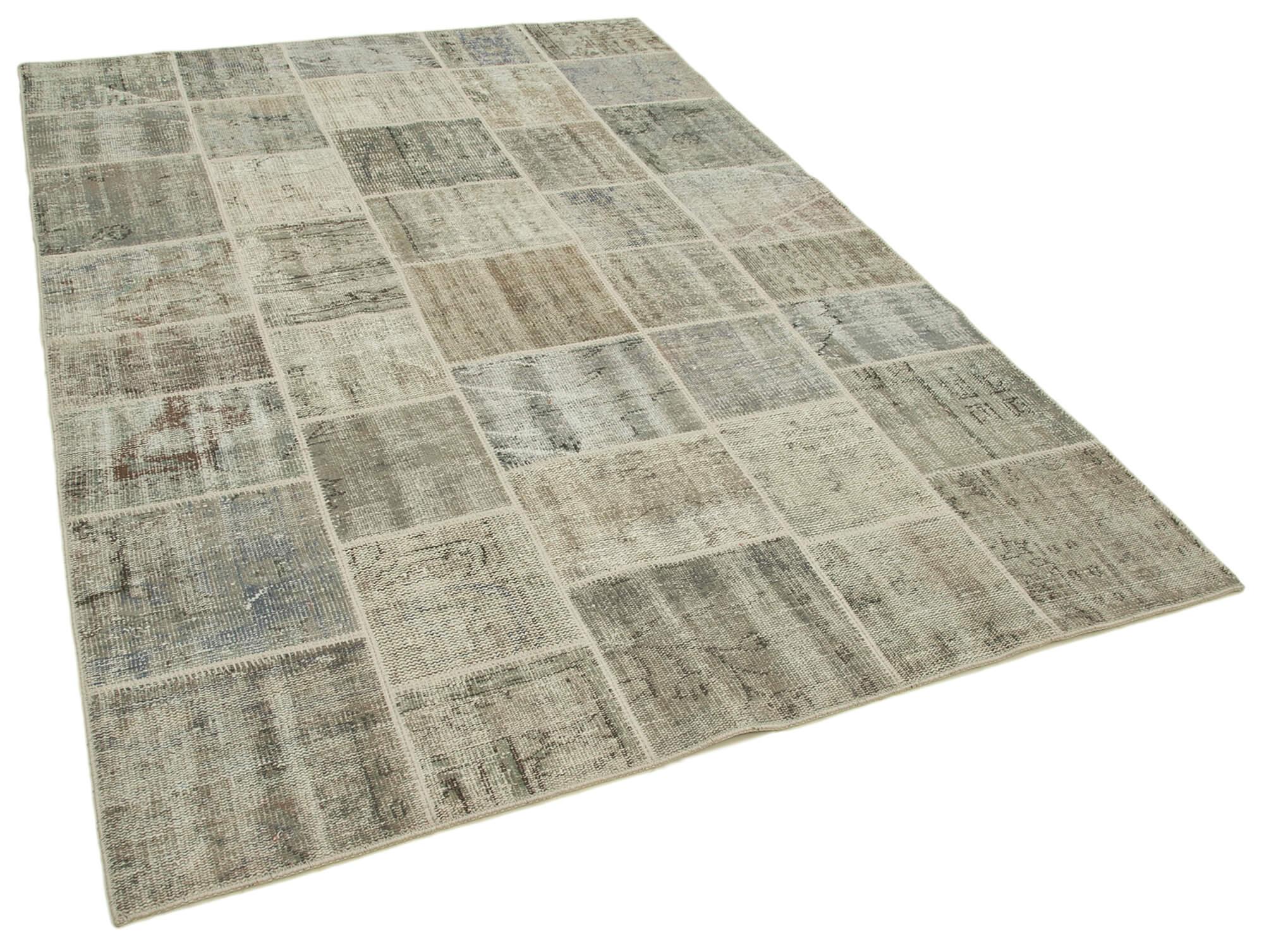 6 x 8 Grey Patchwork Rug - 2547