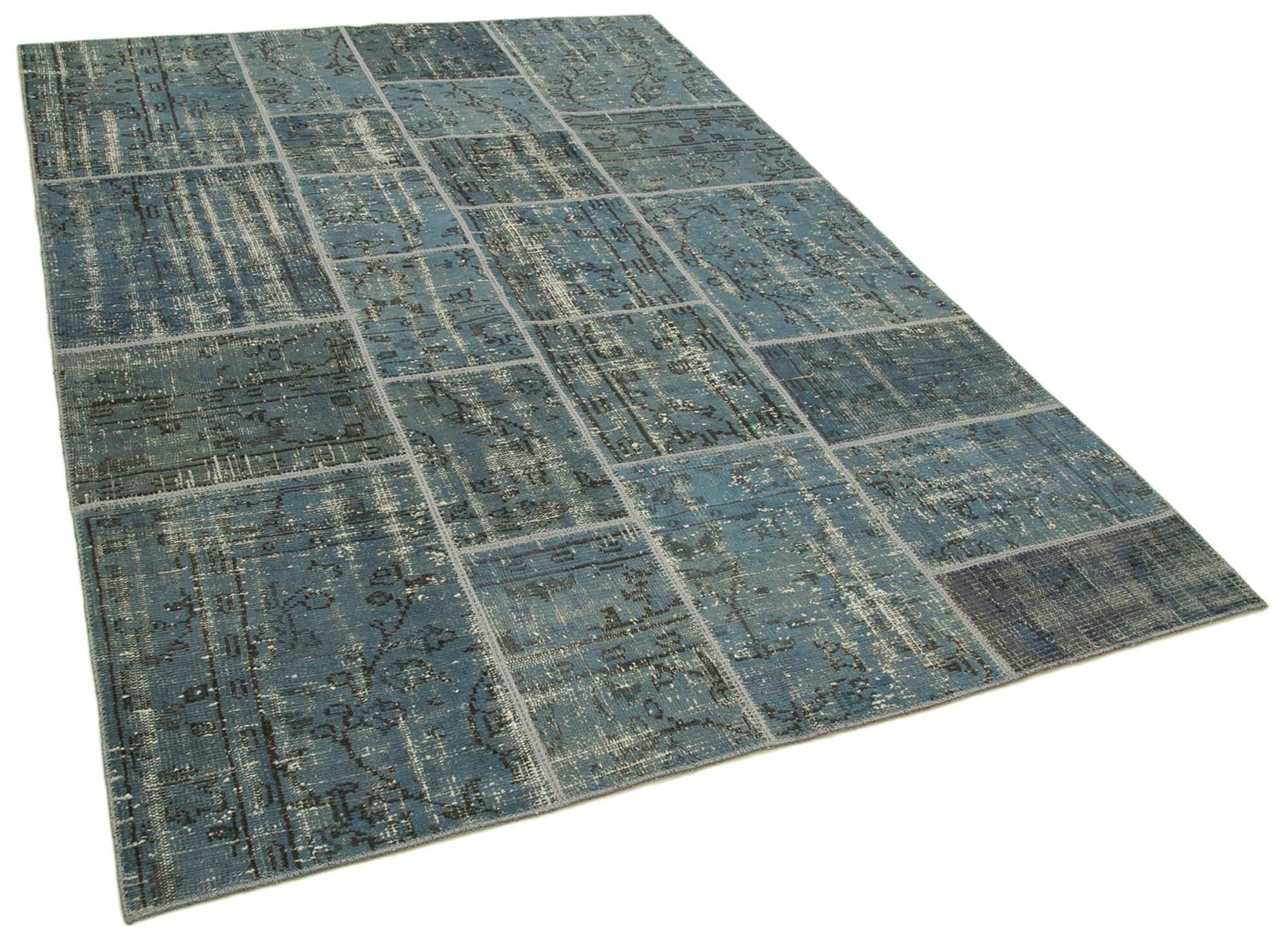 6 x 8 Blue Patchwork Rug - 2548