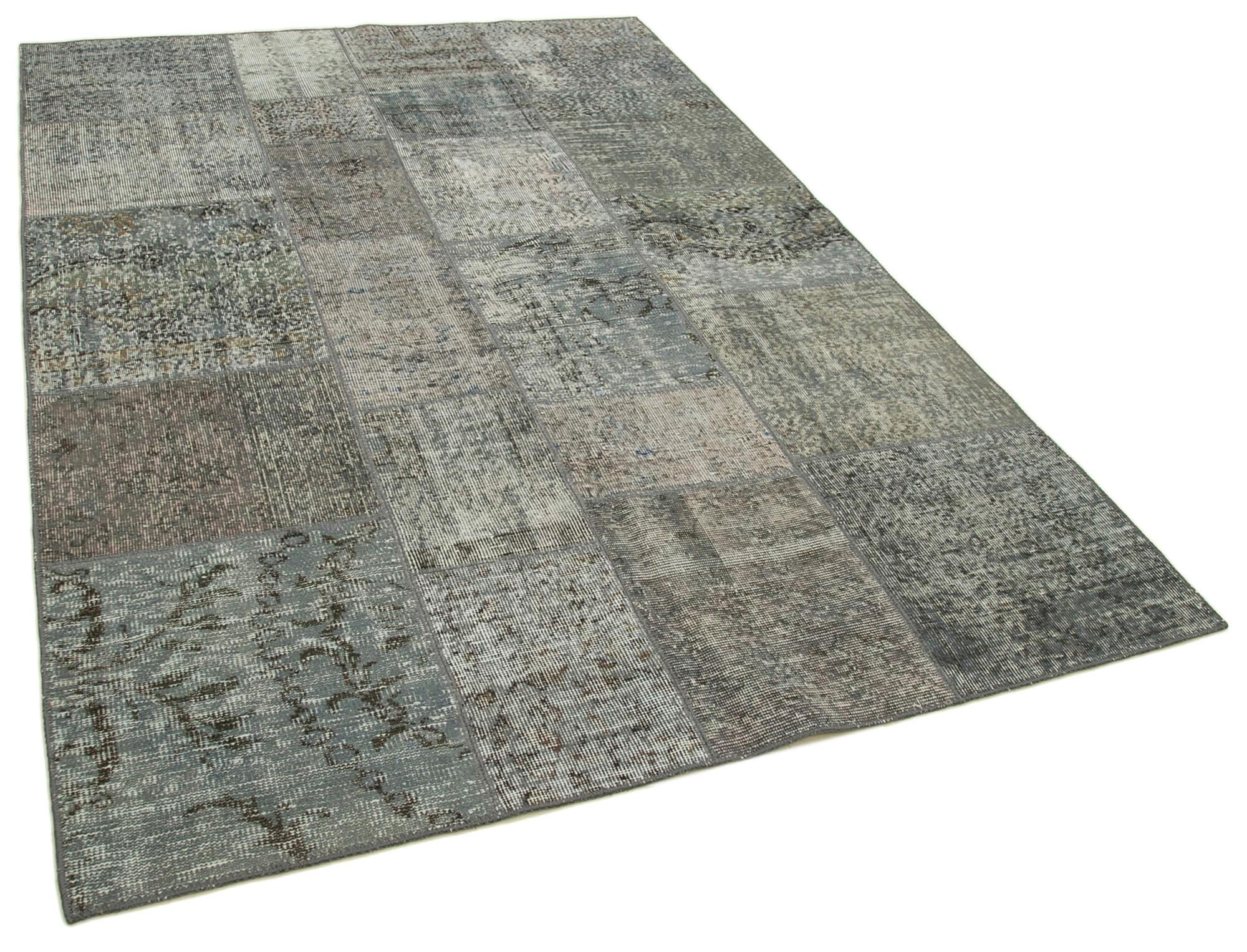 6 x 8 Grey Patchwork Rug - 2551