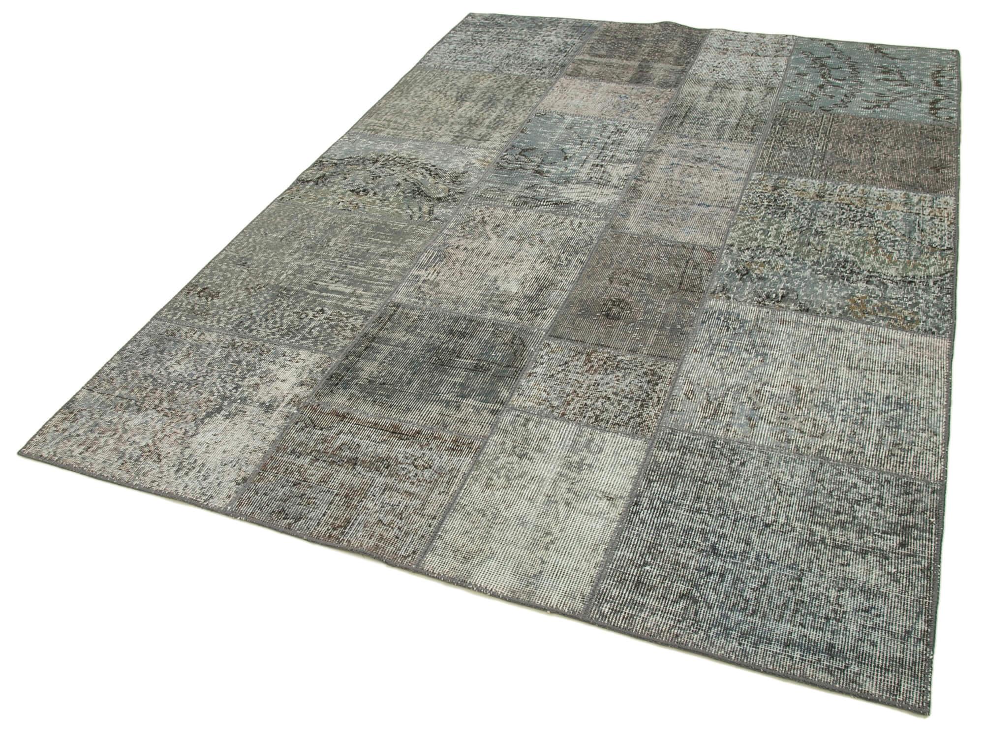 6 x 8 Grey Patchwork Rug - 2551