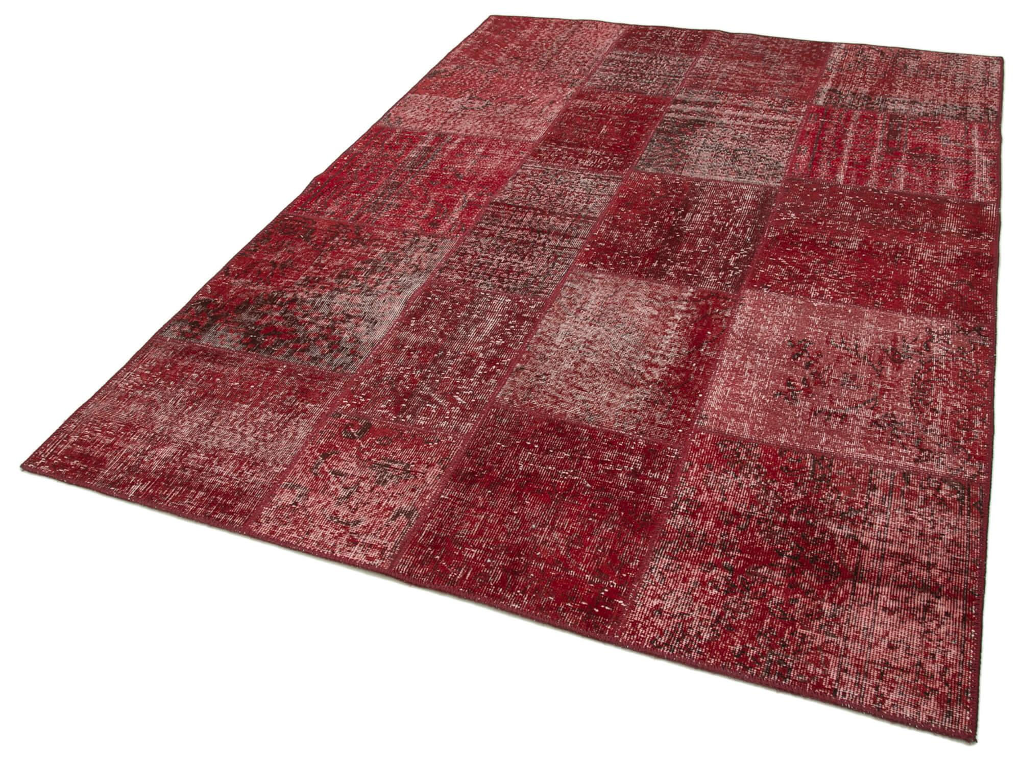 6 x 8 Red Patchwork Rug - 2552